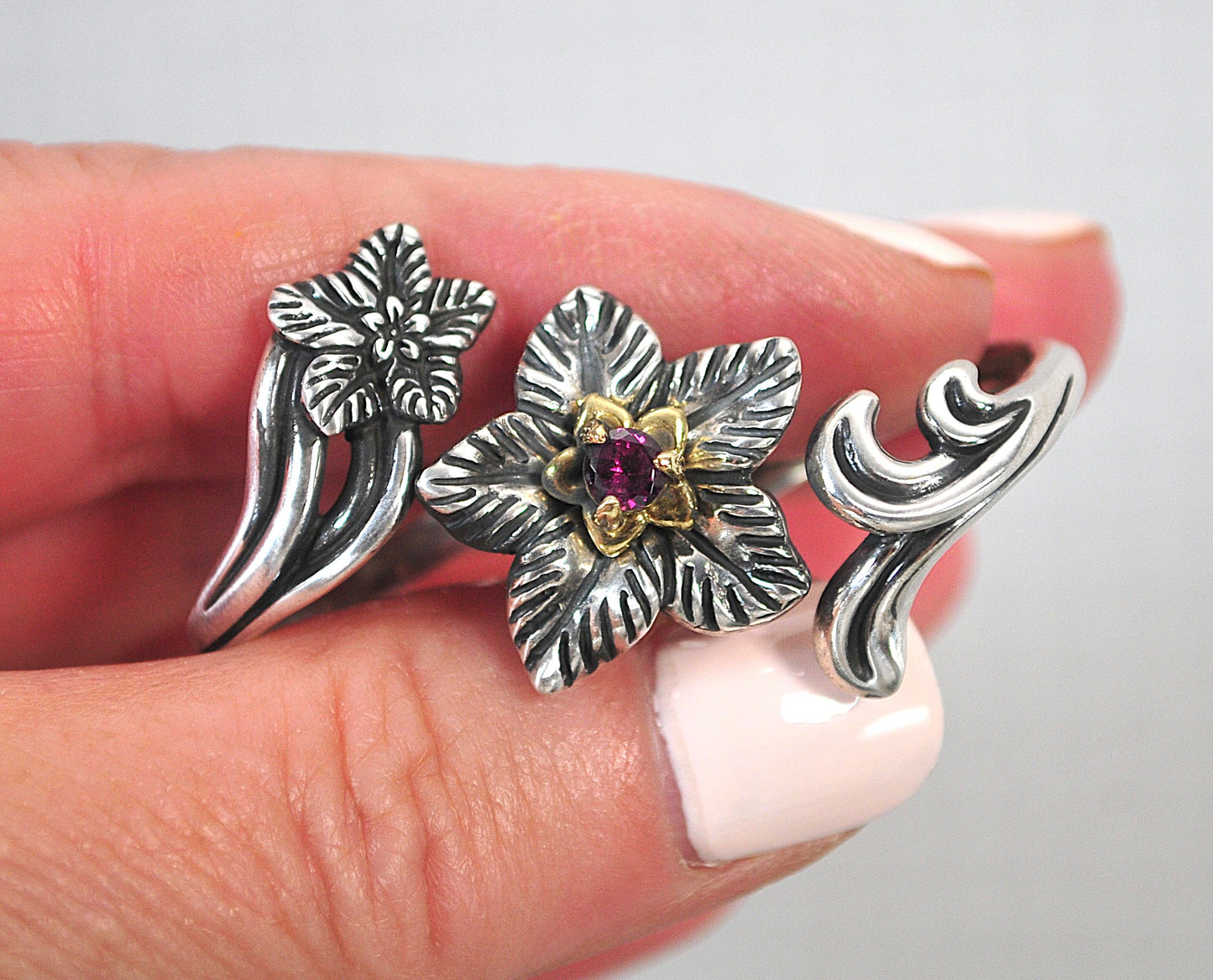 Relios Carolyn Pollack Double Finger Ring Sterling Silver