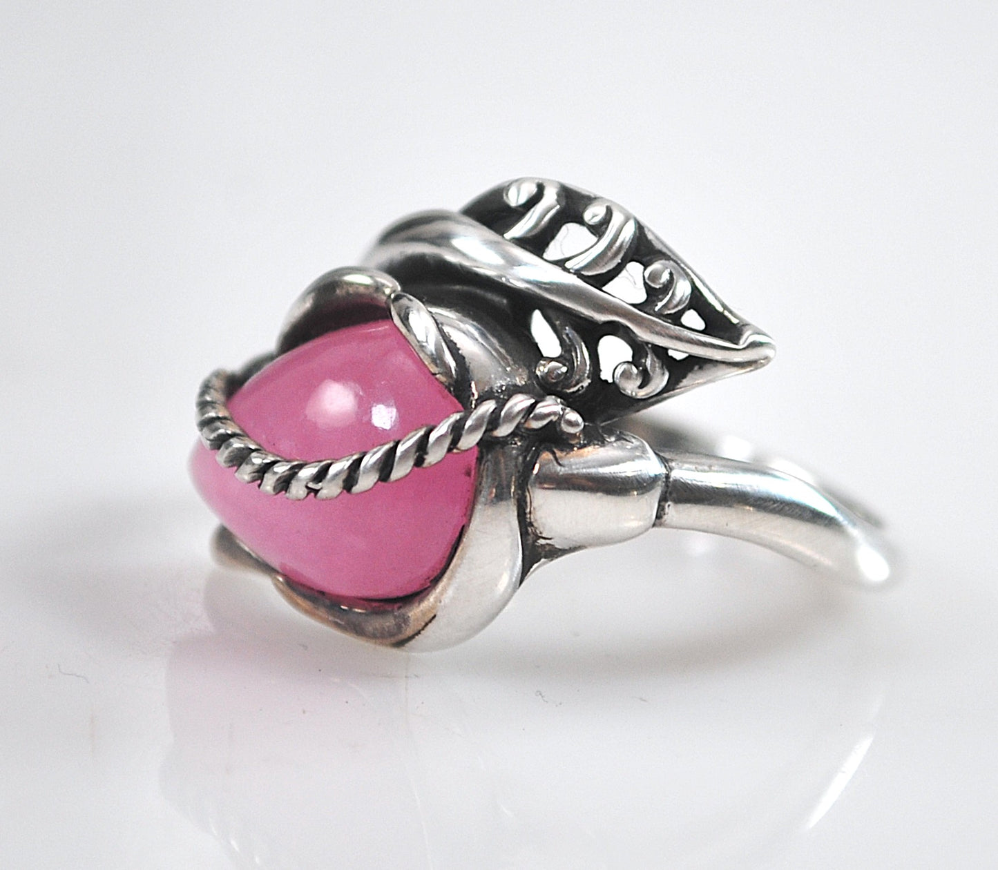 Carolyn Pollack Sterling Silver Pink Jade Rose Ring