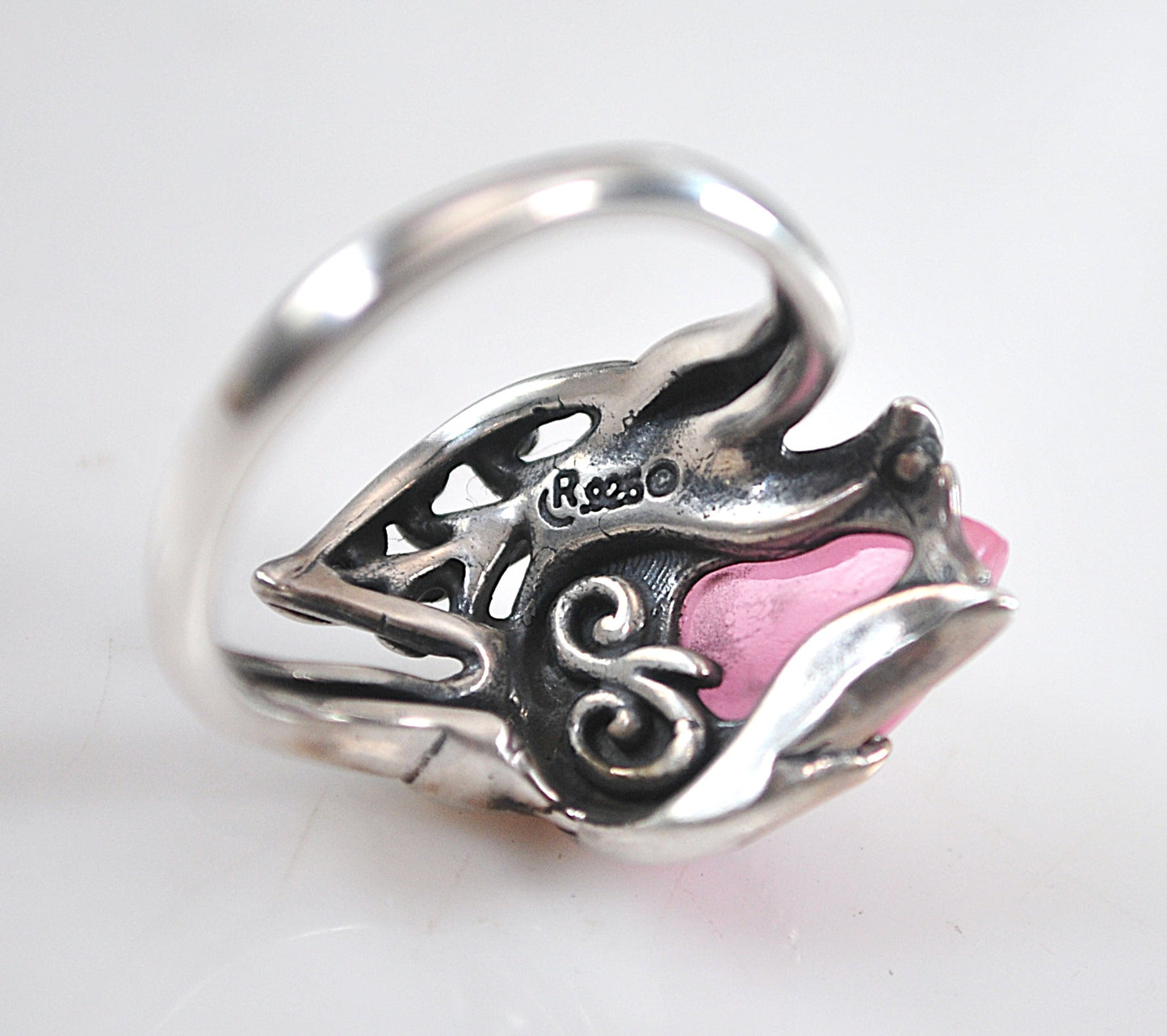 Carolyn Pollack Sterling Silver Pink Jade Rose Ring
