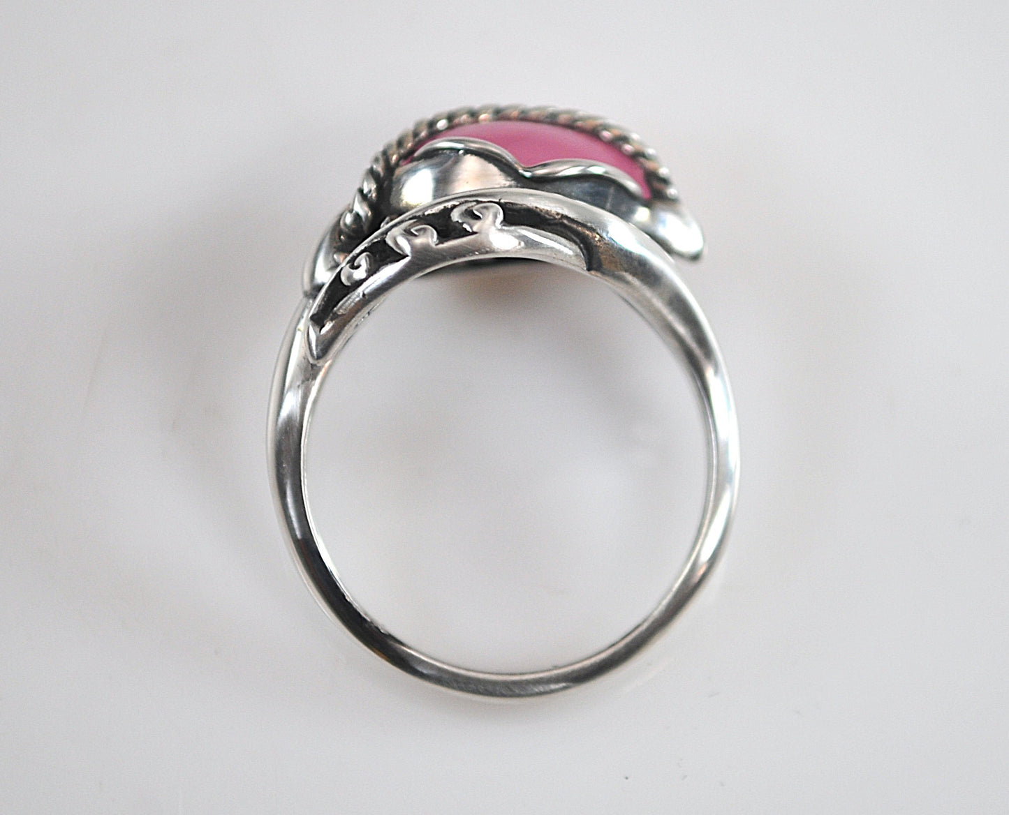Carolyn Pollack Sterling Silver Pink Jade Rose Ring