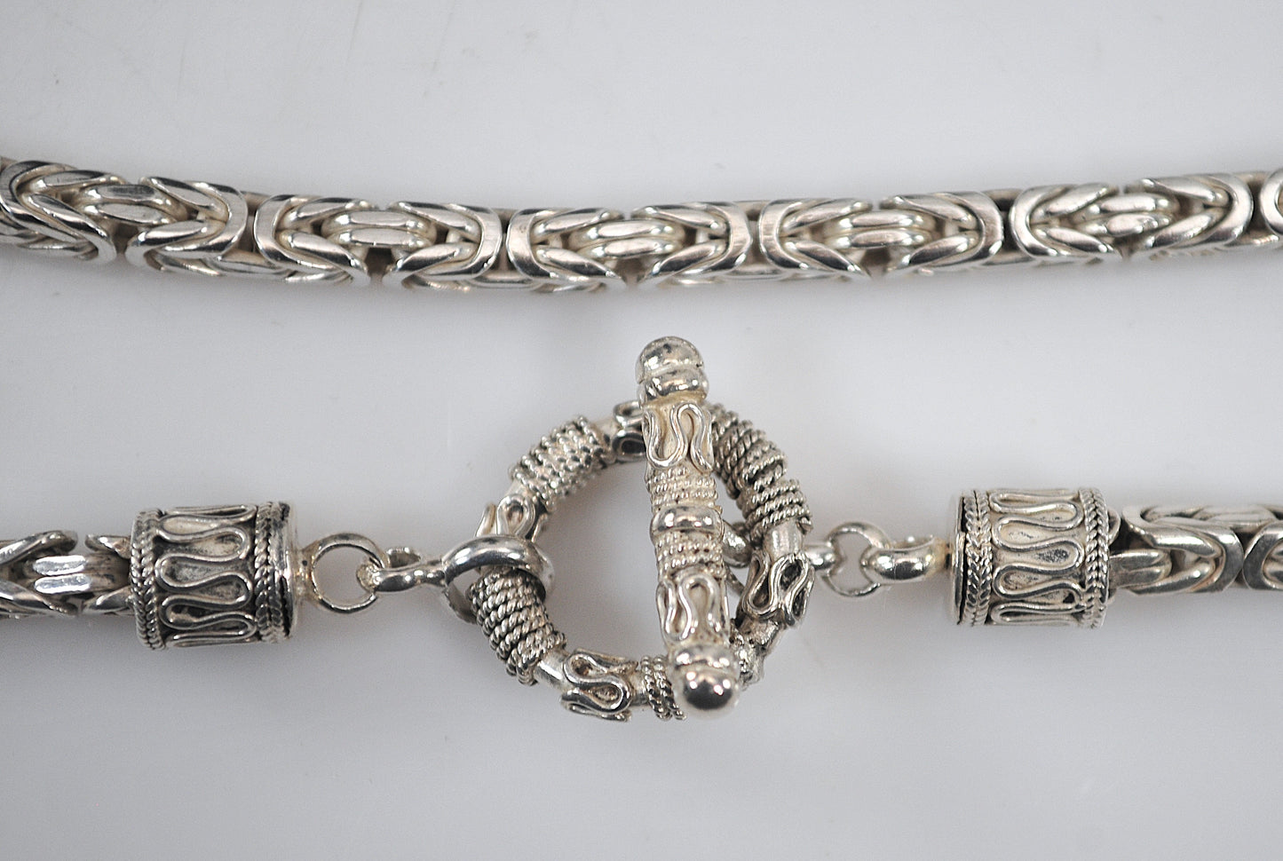 Heavy Sterling Silver Box Byzantine Chain Necklace