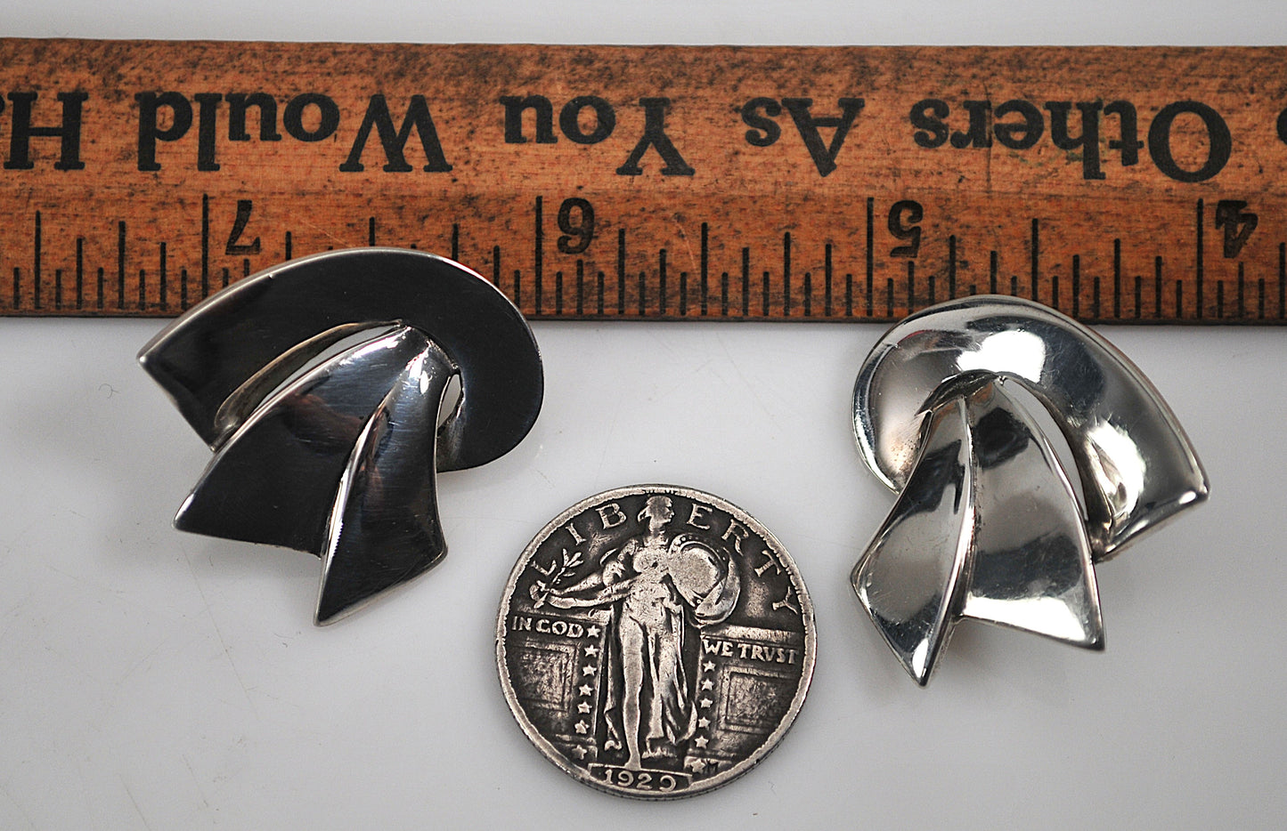 MWS 925 Sterling Silver Modernist Earrings