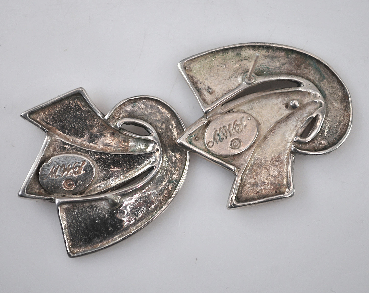 MWS 925 Sterling Silver Modernist Earrings