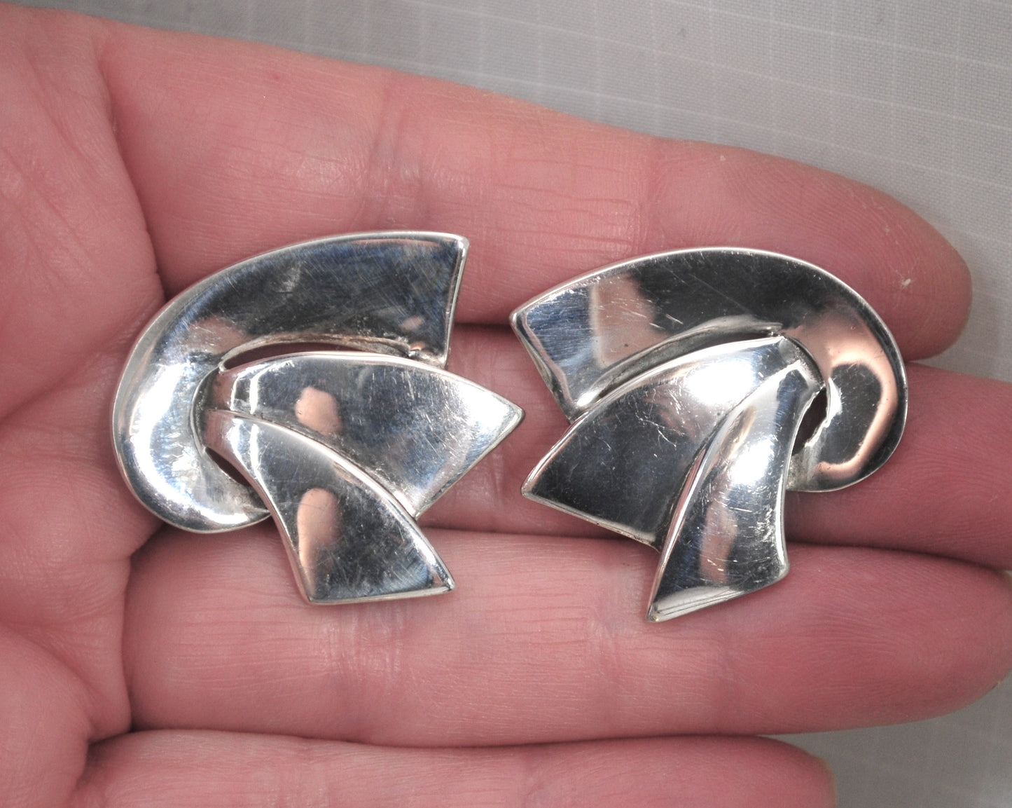 MWS 925 Sterling Silver Modernist Earrings