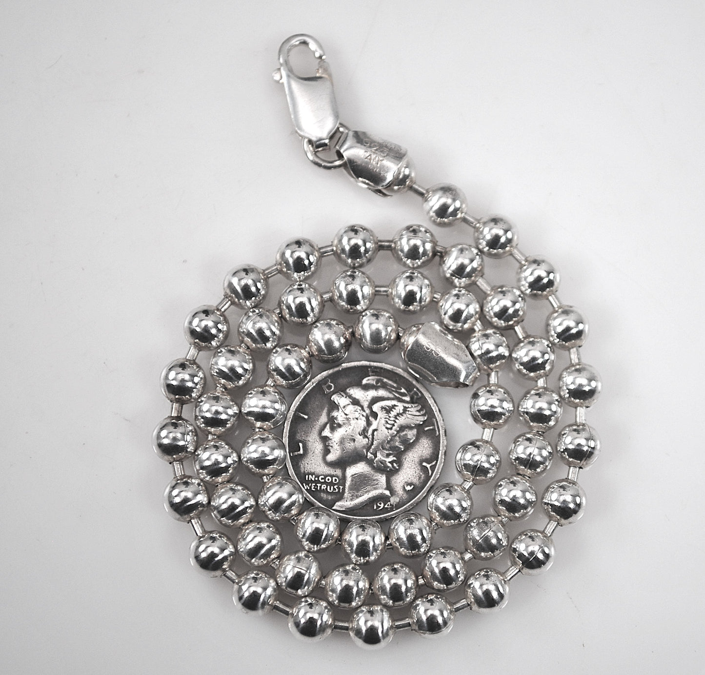 925 Italy 5mm Bead Ball Chain Choker Necklace