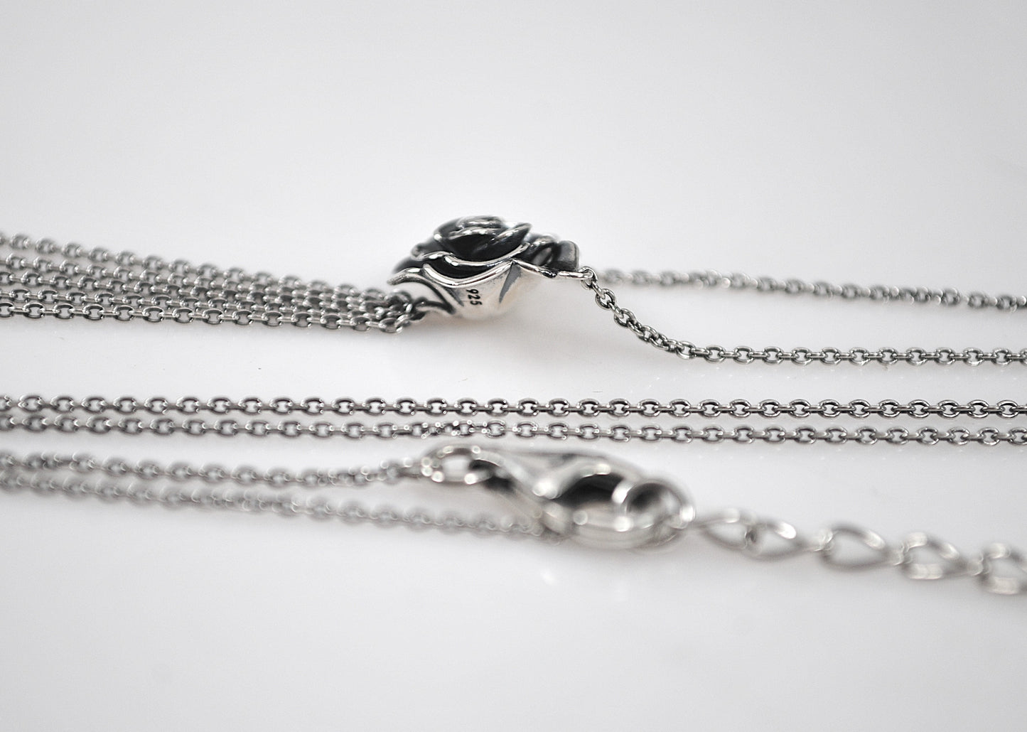 Designer Sterling Silver Rose Tassel Necklace
