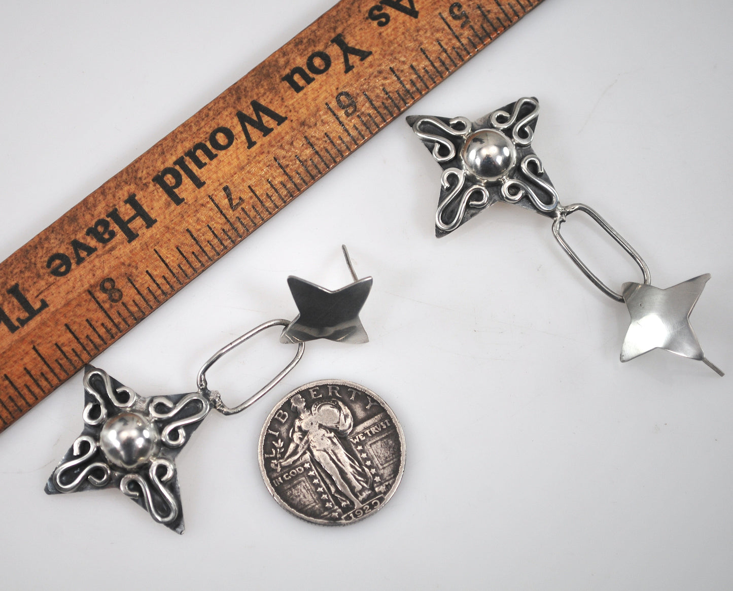 Large Taxco Sterling Silver Earrings