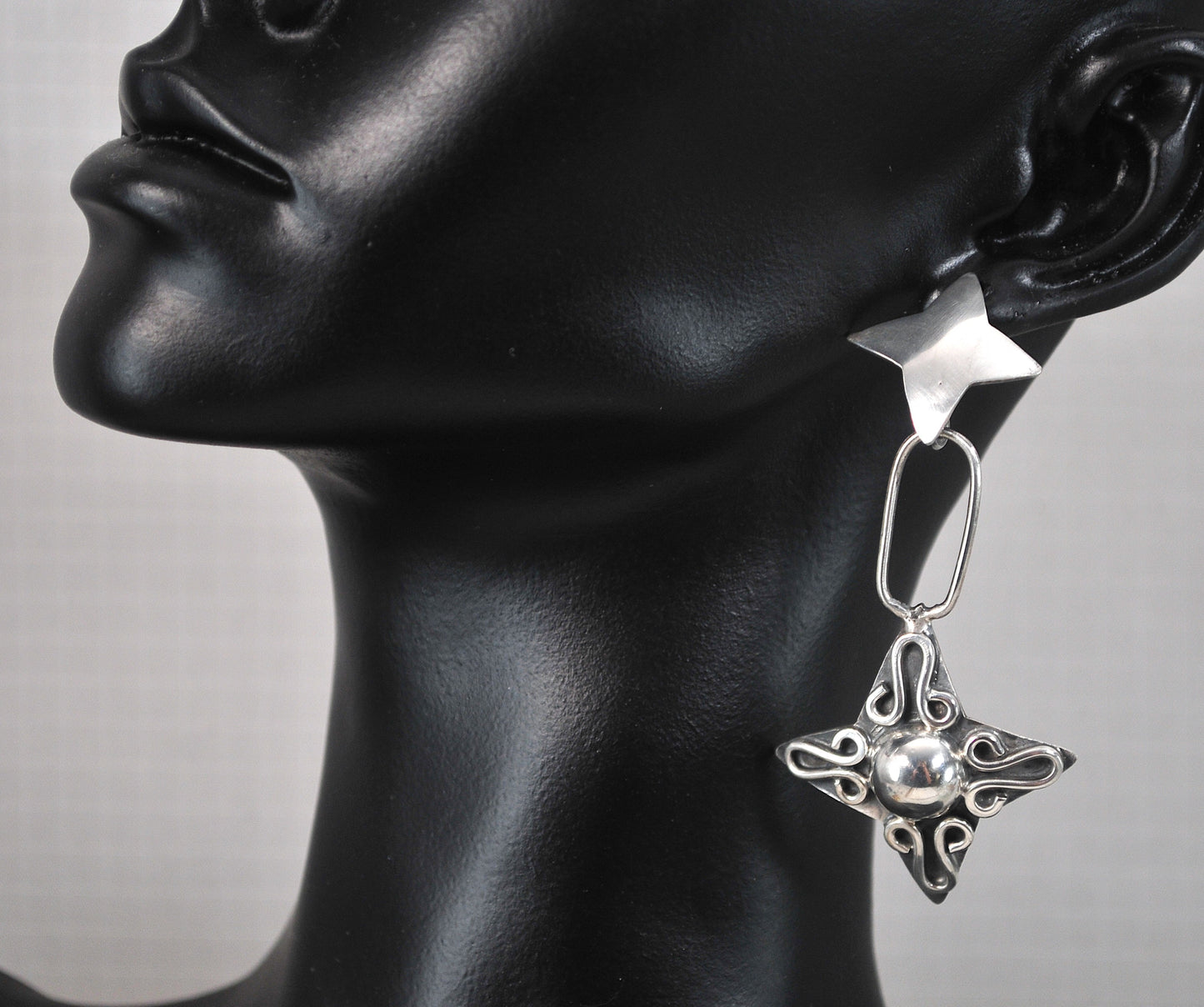 Large Taxco Sterling Silver Earrings