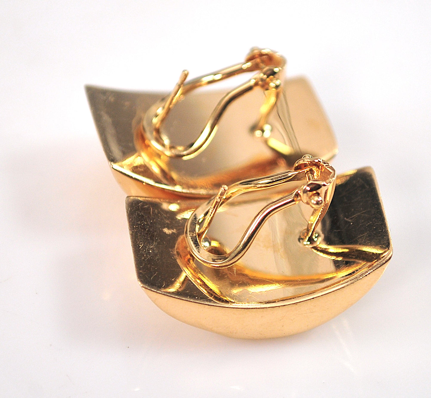 Chunky 14K Gold Geometric Omega Earrings