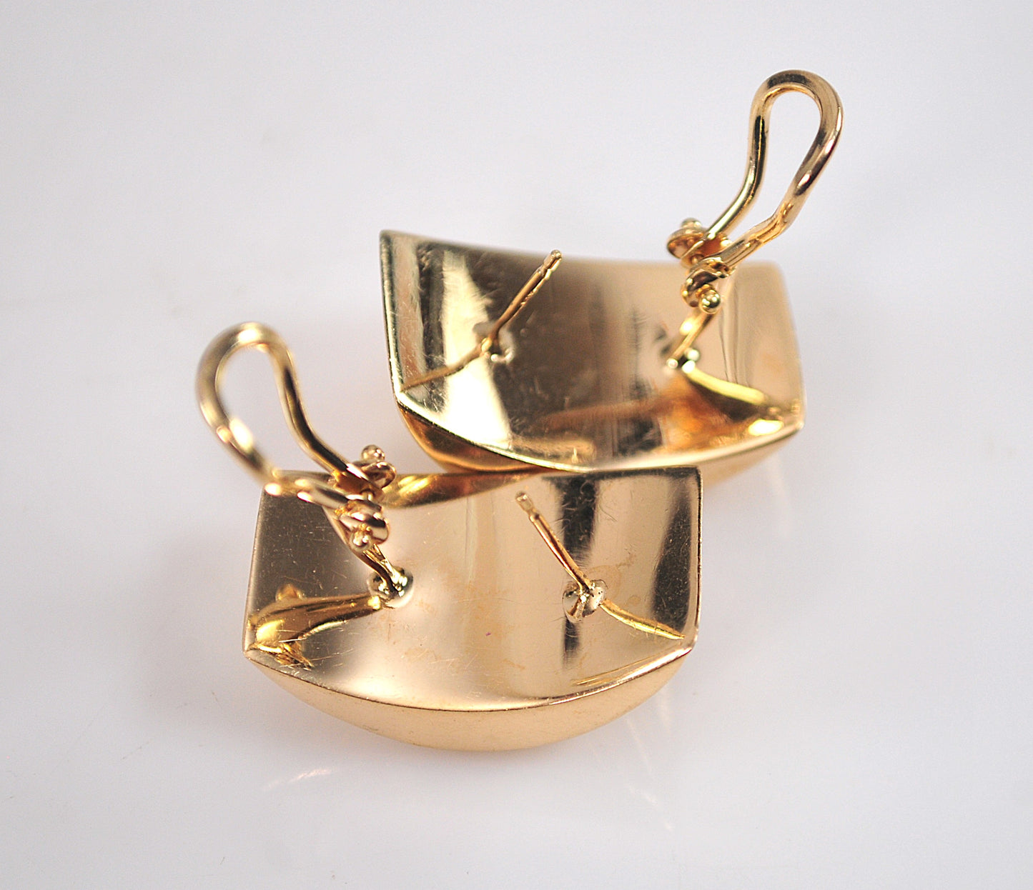 Chunky 14K Gold Geometric Omega Earrings