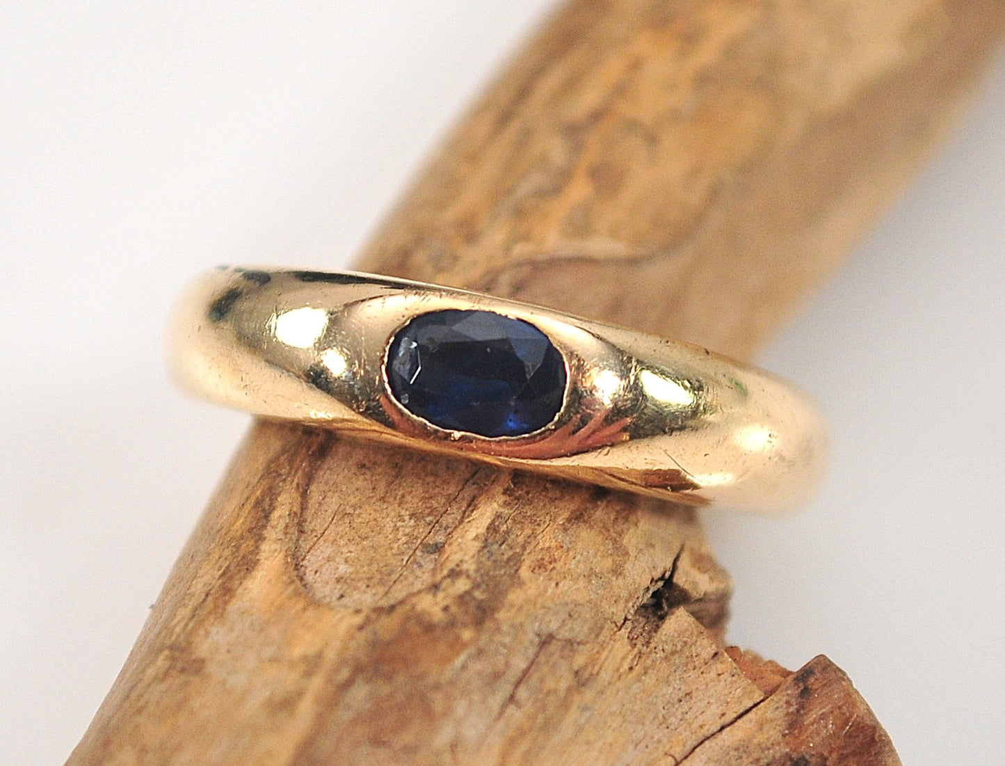 Vintage Signed Sapphire Ring 14K Gold