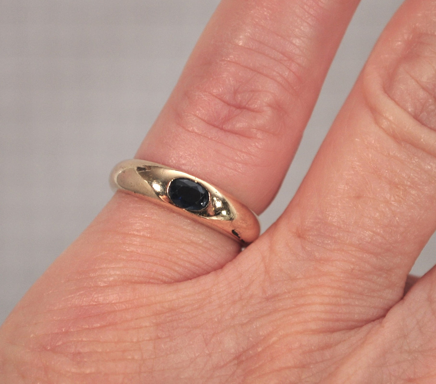 Vintage Signed Sapphire Ring 14K Gold