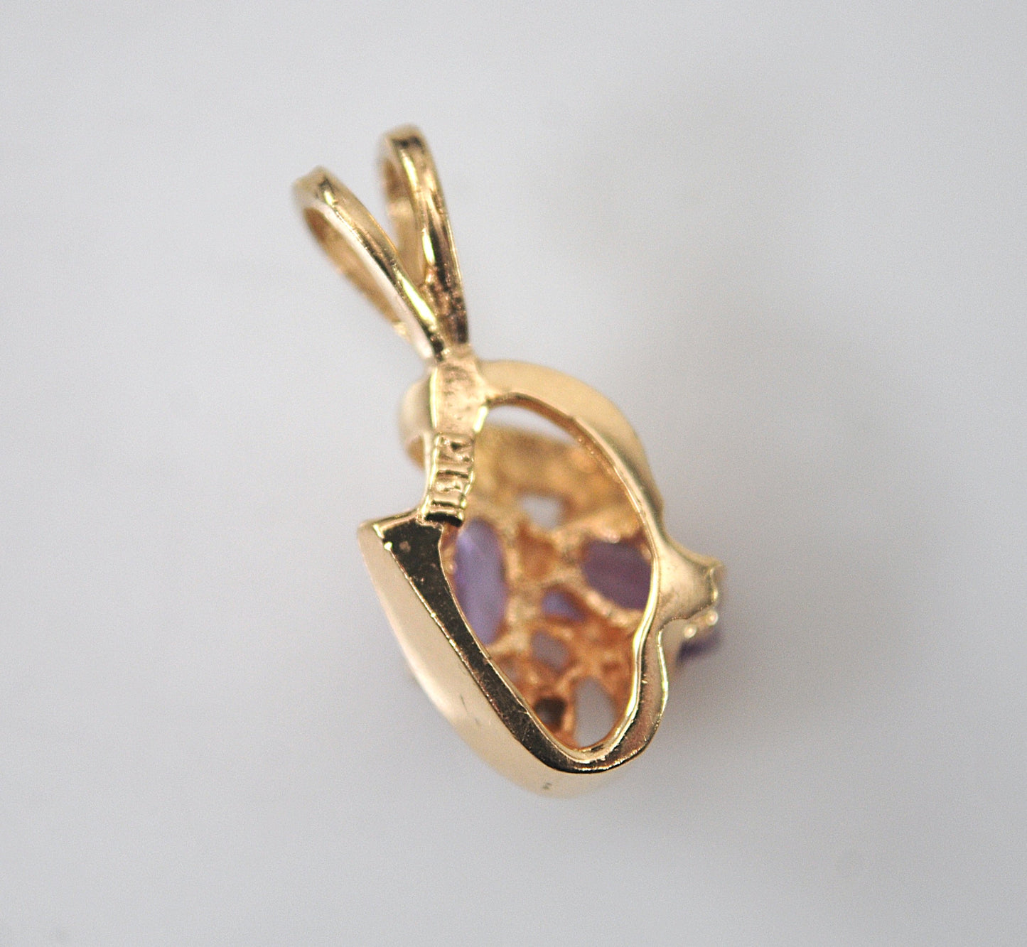 SMALL 14K Gold Amethyst Diamond Pendant