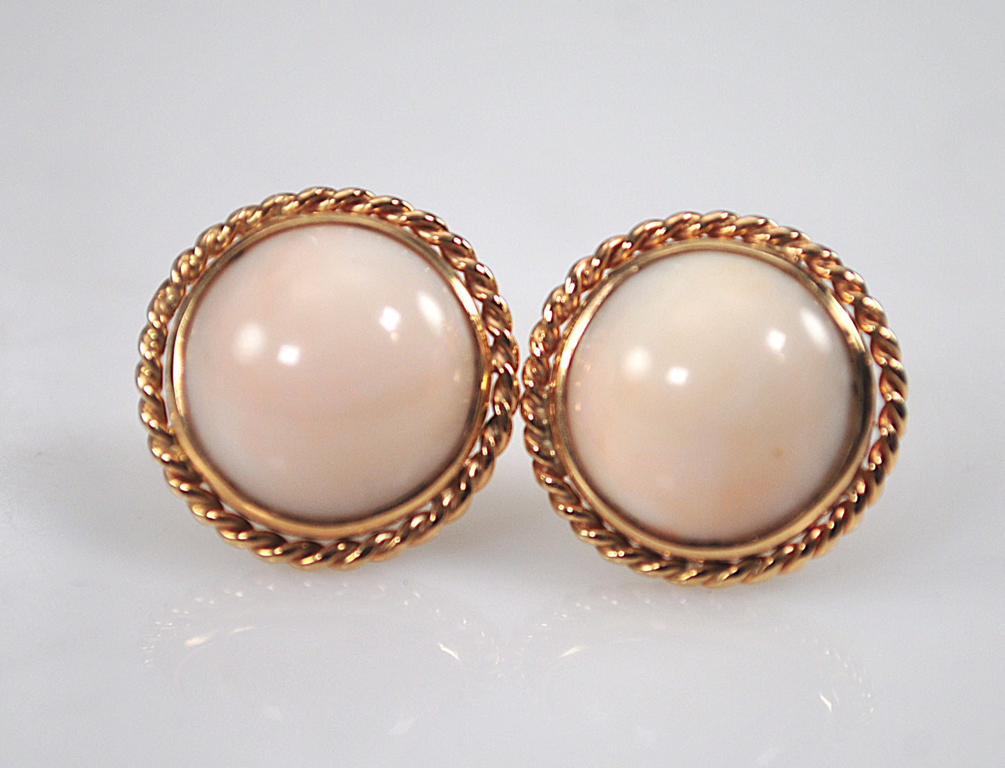 Signed 14K Gold Angel Skin Stud Earrings