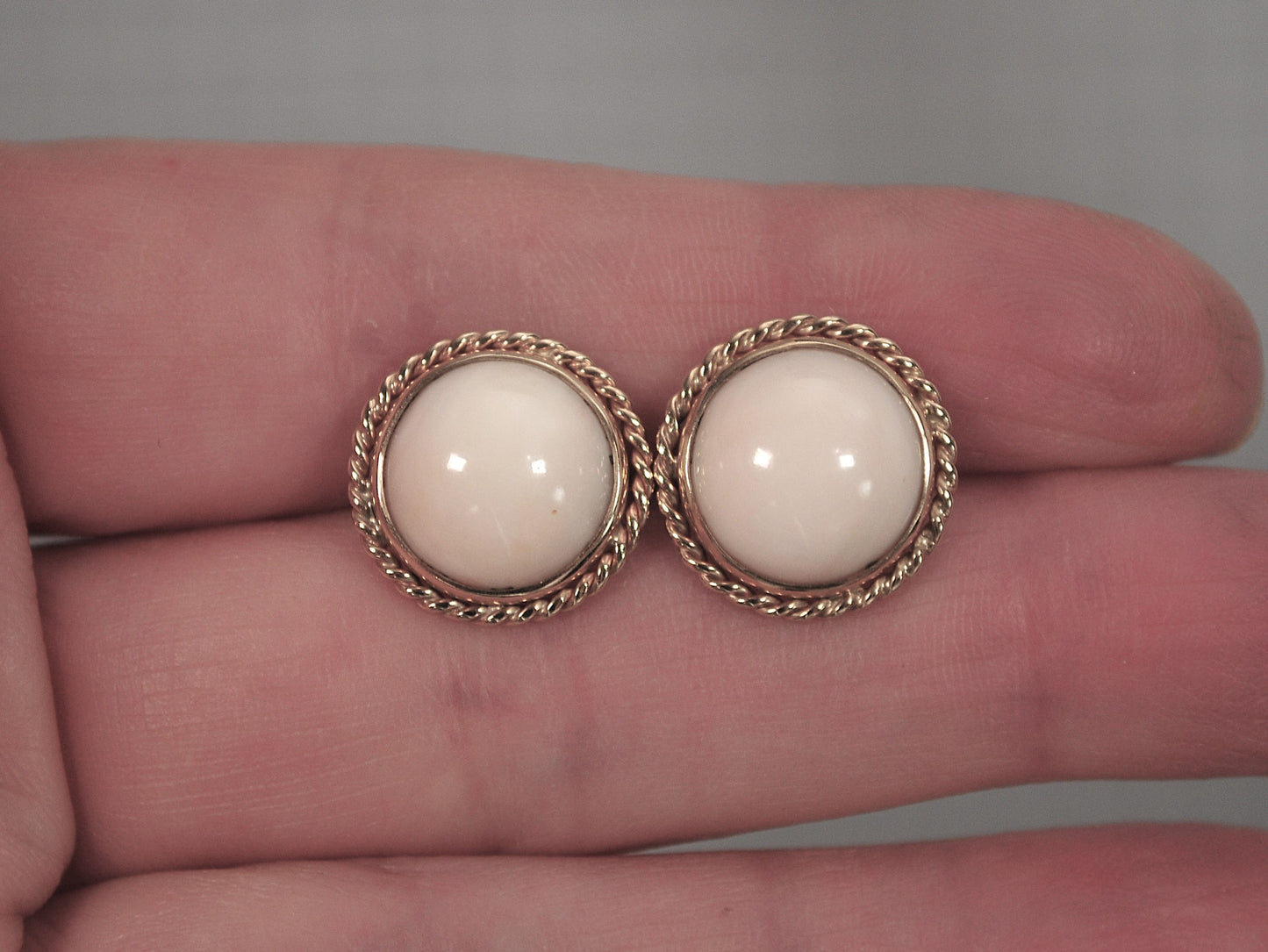 Signed 14K Gold Angel Skin Stud Earrings