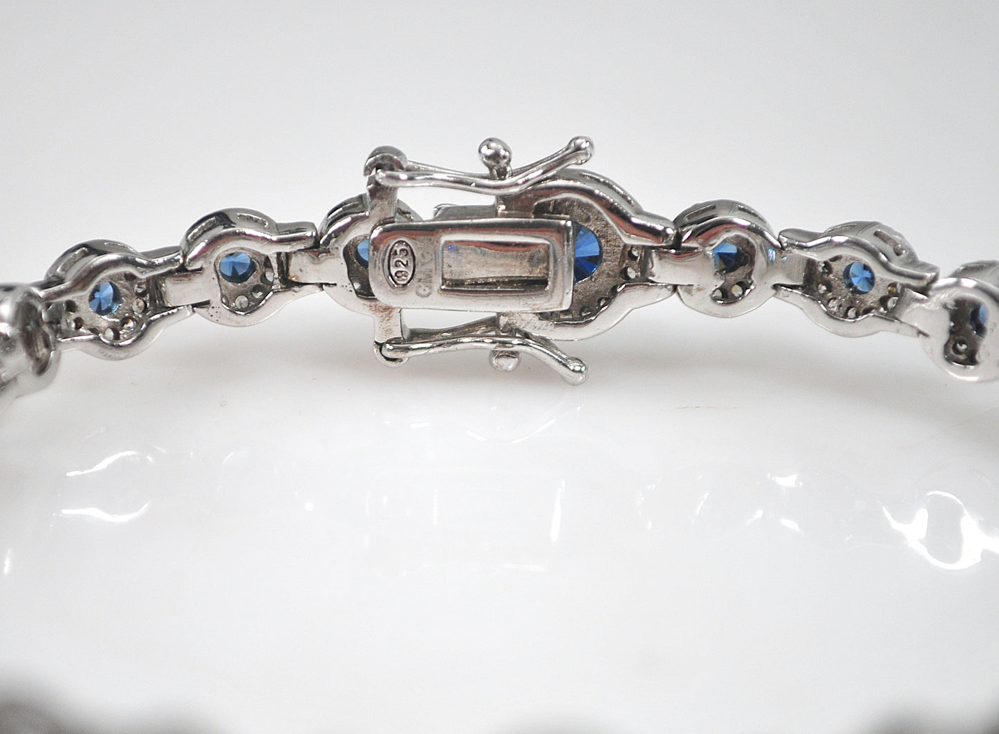 Blue Sterling Silver CZ Tennis Bracelet