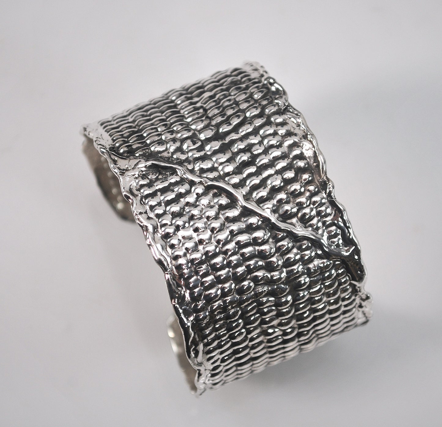 WIDE 925 Sterling Silver Modernist Cuff Bracelet