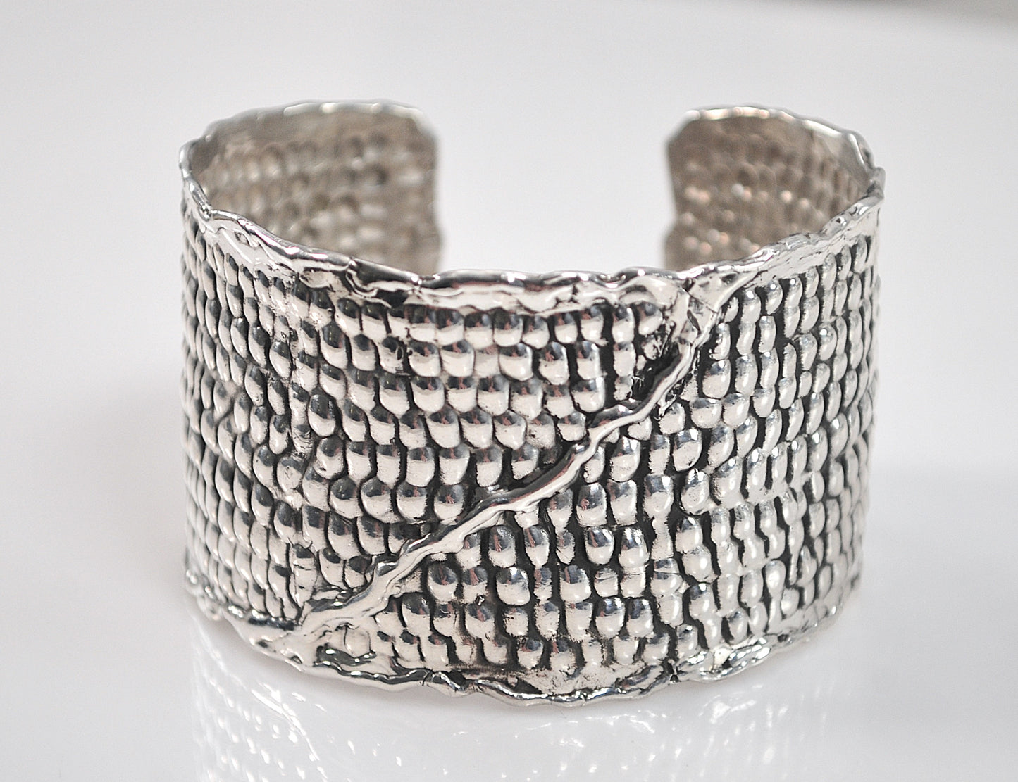 WIDE 925 Sterling Silver Modernist Cuff Bracelet