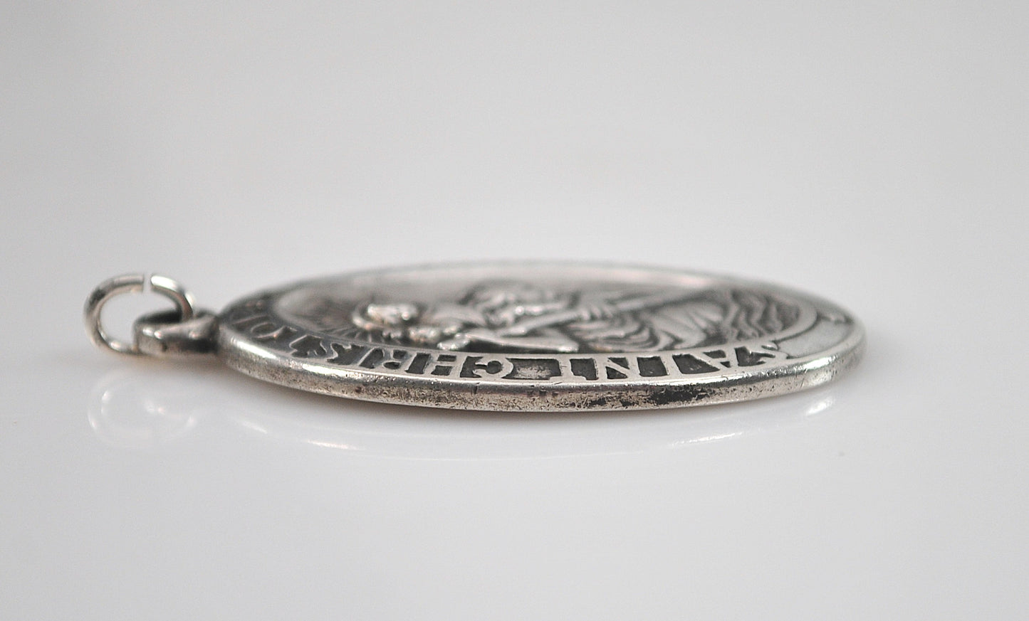 Vintage Sterling Silver Saint Christopher Medal Pendant