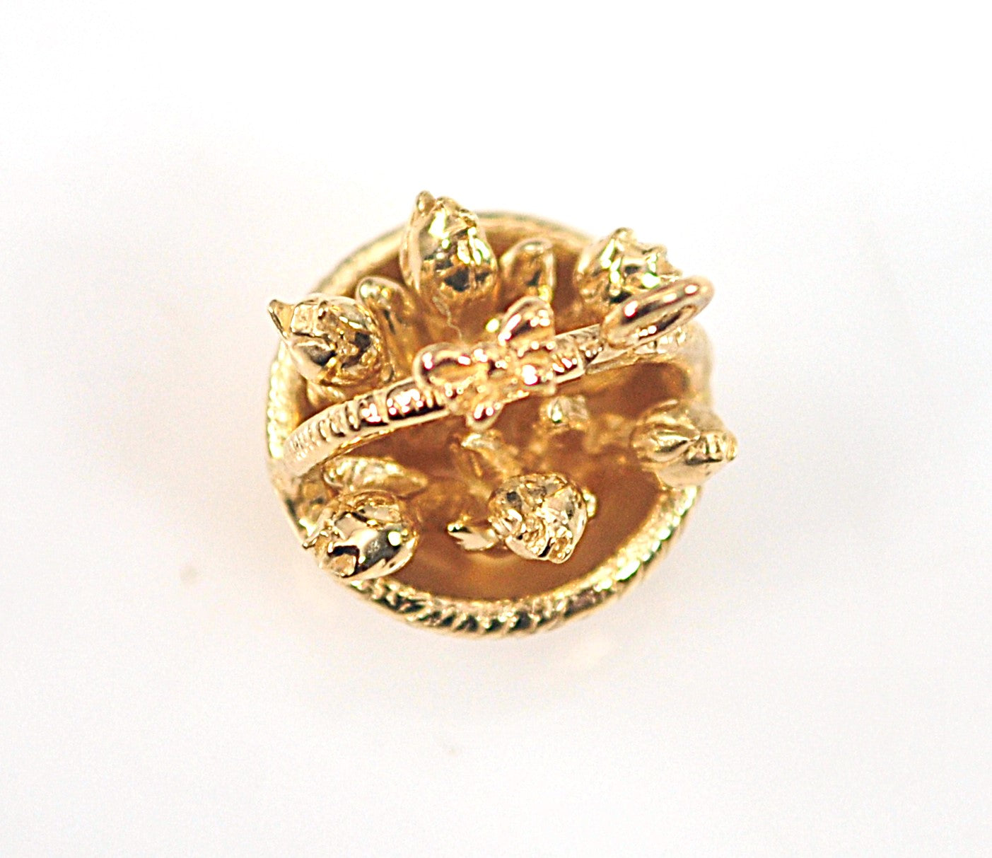 SMALL Signed 14K Tulip Basket Charm or Pendant