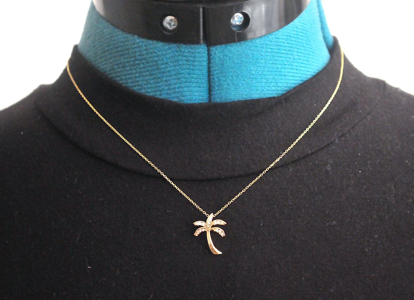 14K Gold Diamond Palm Tree Necklace
