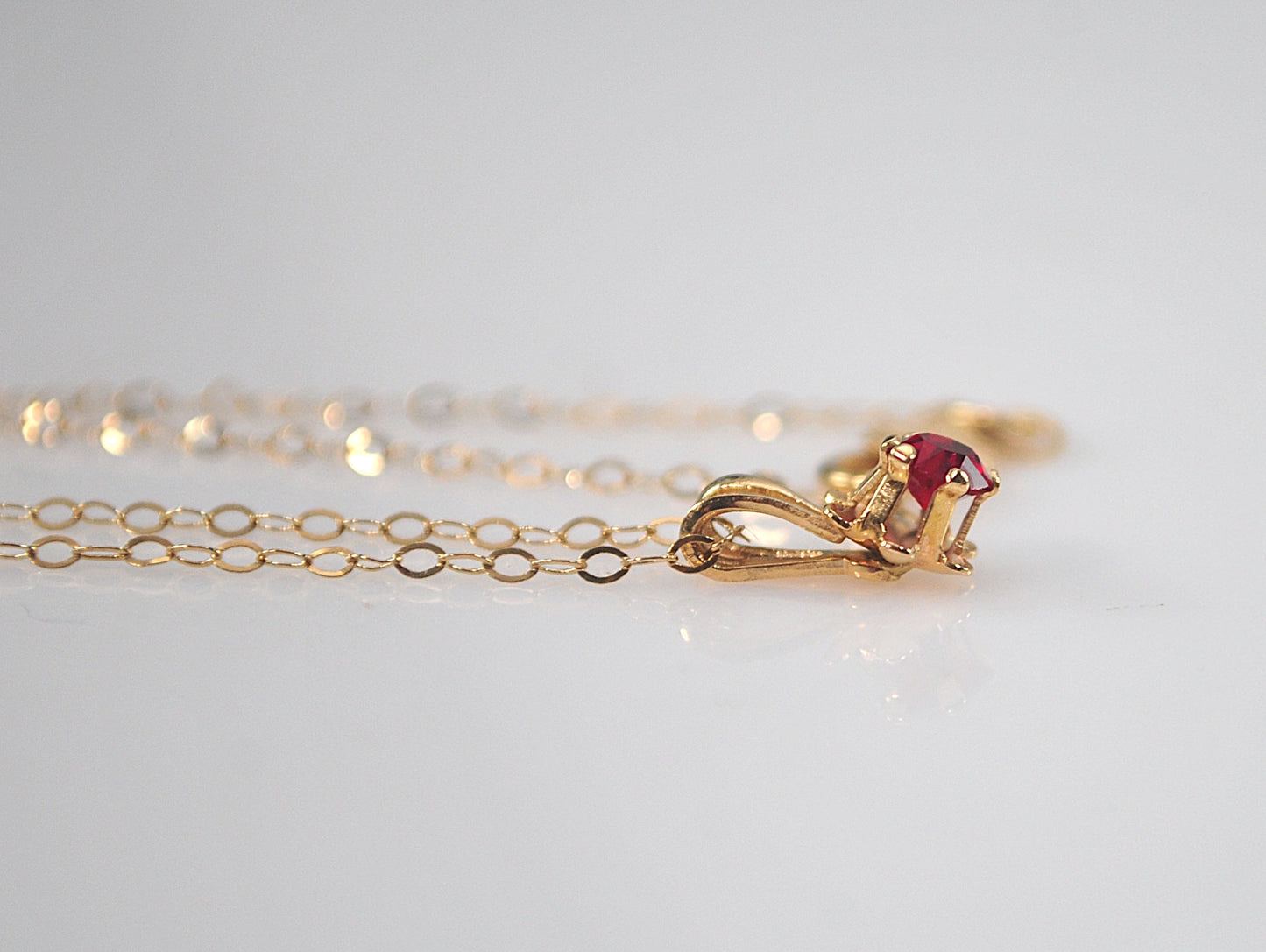 SMALL 14K Gold Ruby Necklace