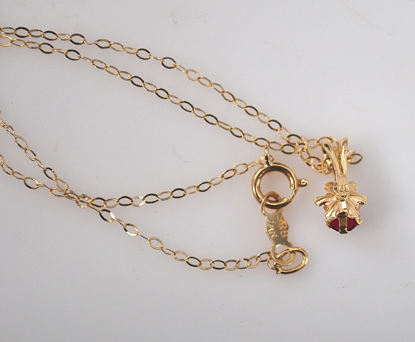 SMALL 14K Gold Ruby Necklace