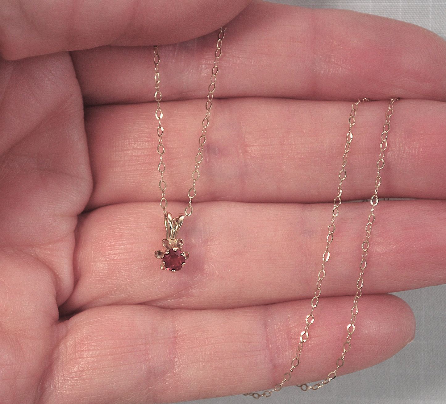 SMALL 14K Gold Ruby Necklace