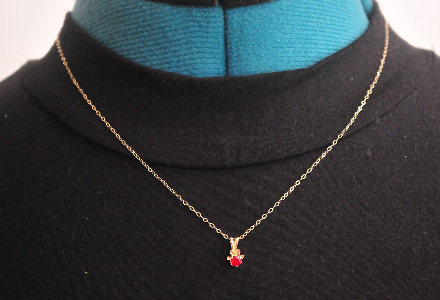 SMALL 14K Gold Ruby Necklace