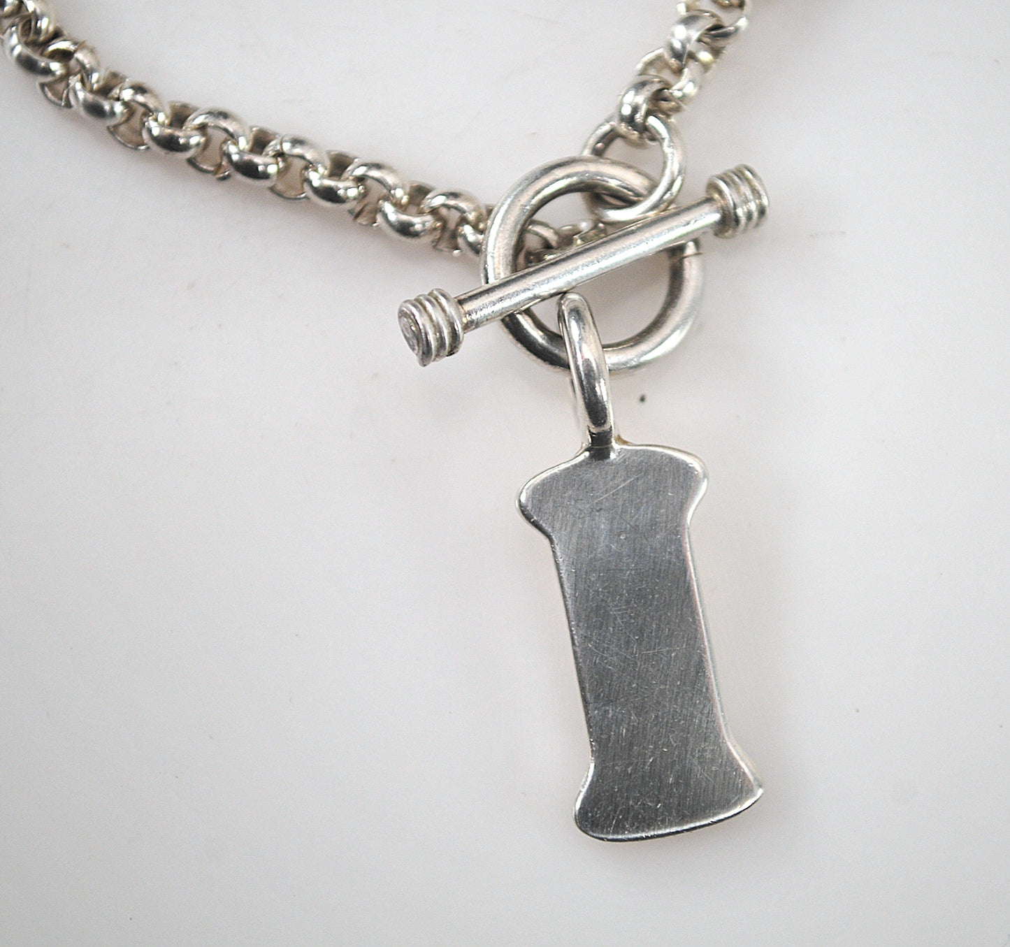 925 Sterling Silver Dog Bone Tag Rolo Bracelet, SMALL WRIST