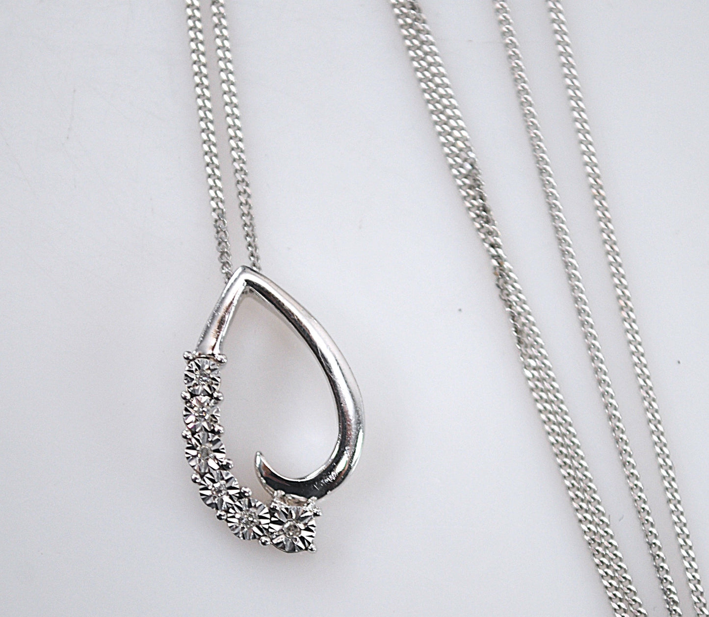 Designer Sterling Silver Genuine Diamond Necklace