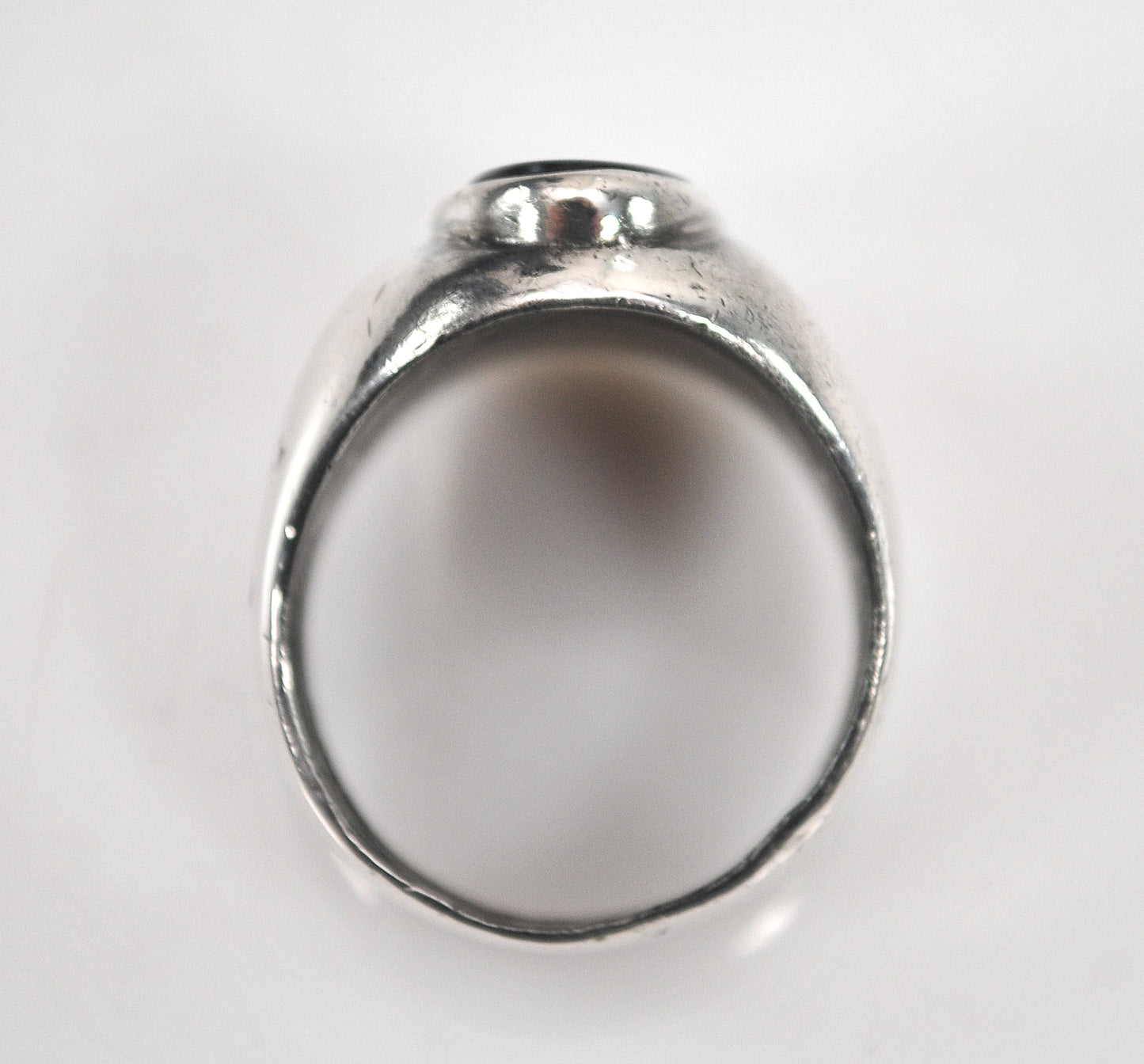 Vintage Heavy Oval Sterling Silver Black Onyx Ring