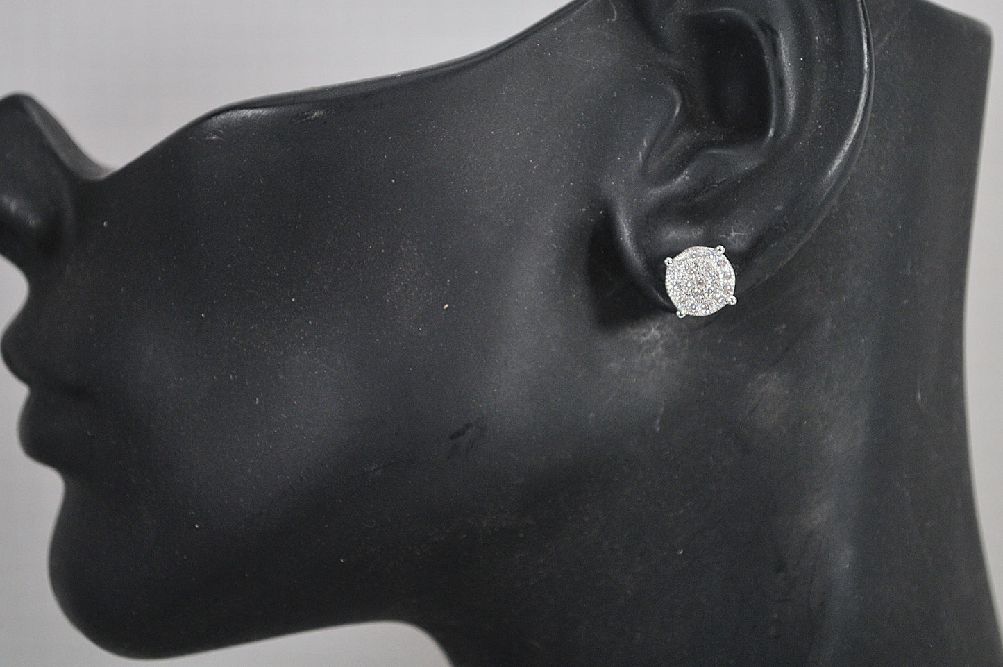 Sterling Silve Round CZ Stud Earrings