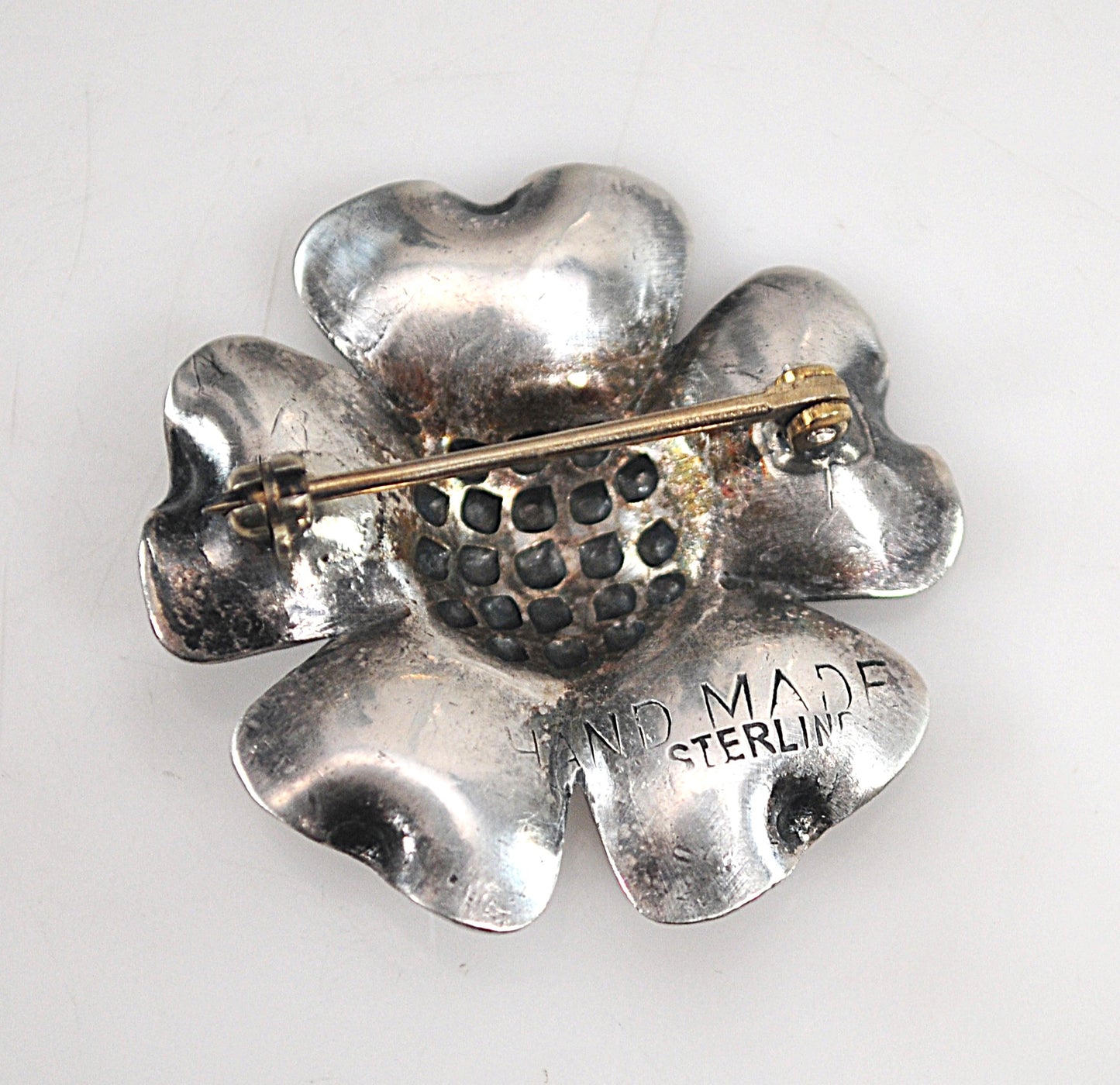 Handcrafted Sterling Silver Dogwood Flower Brooch