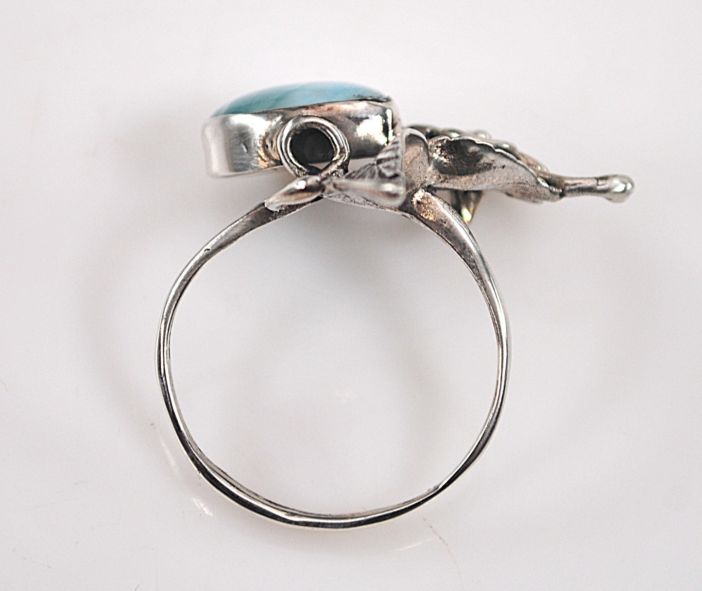 Vintage Sterling Silver Larimar Flower Ring