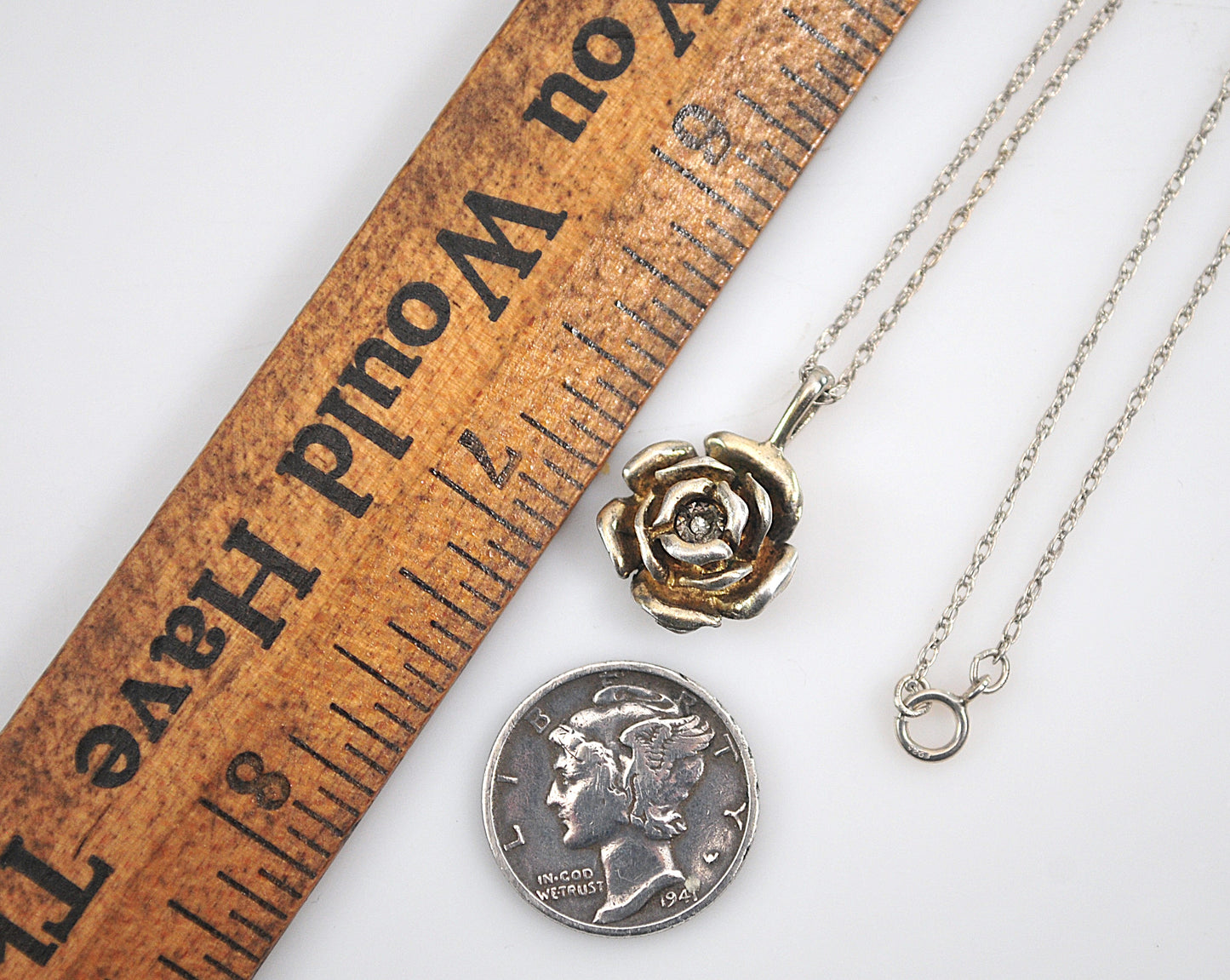 Sterling Silver Rose Pendant Necklace