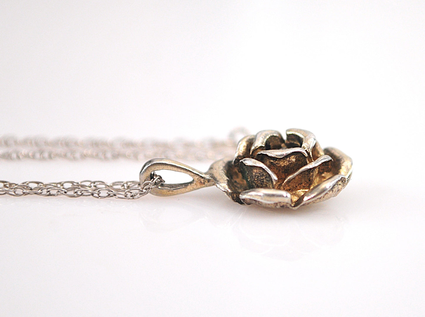Sterling Silver Rose Pendant Necklace