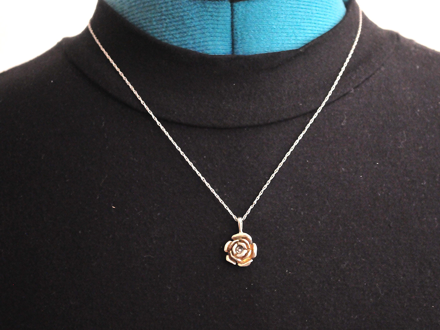 Sterling Silver Rose Pendant Necklace