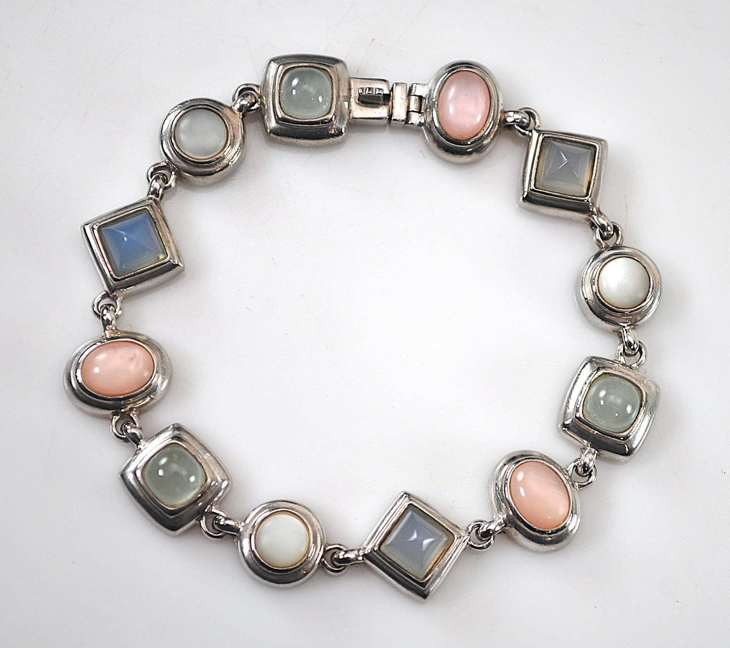 Designer 925 Sterling Silver Pastel Stone Bracelet
