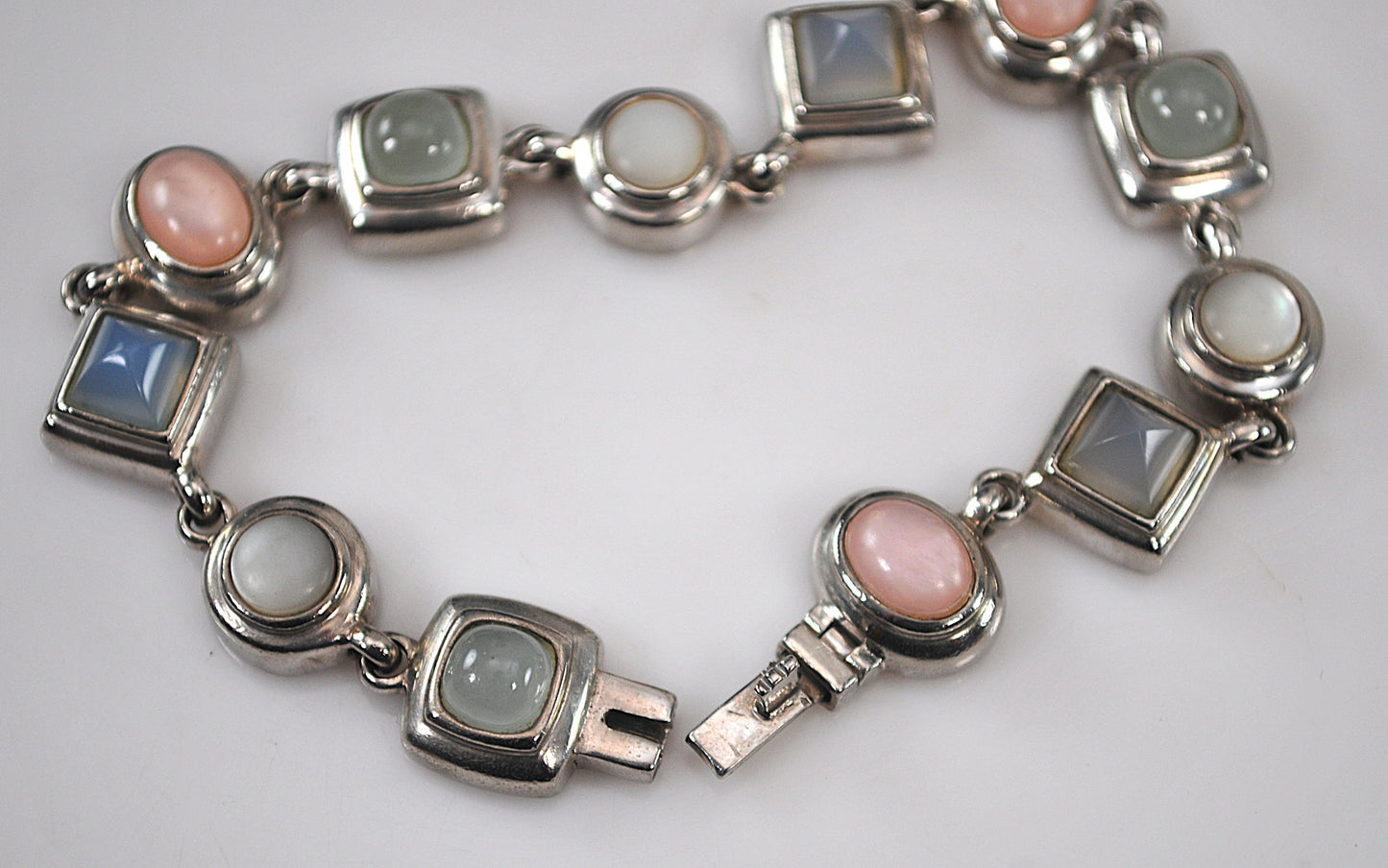 Designer 925 Sterling Silver Pastel Stone Bracelet