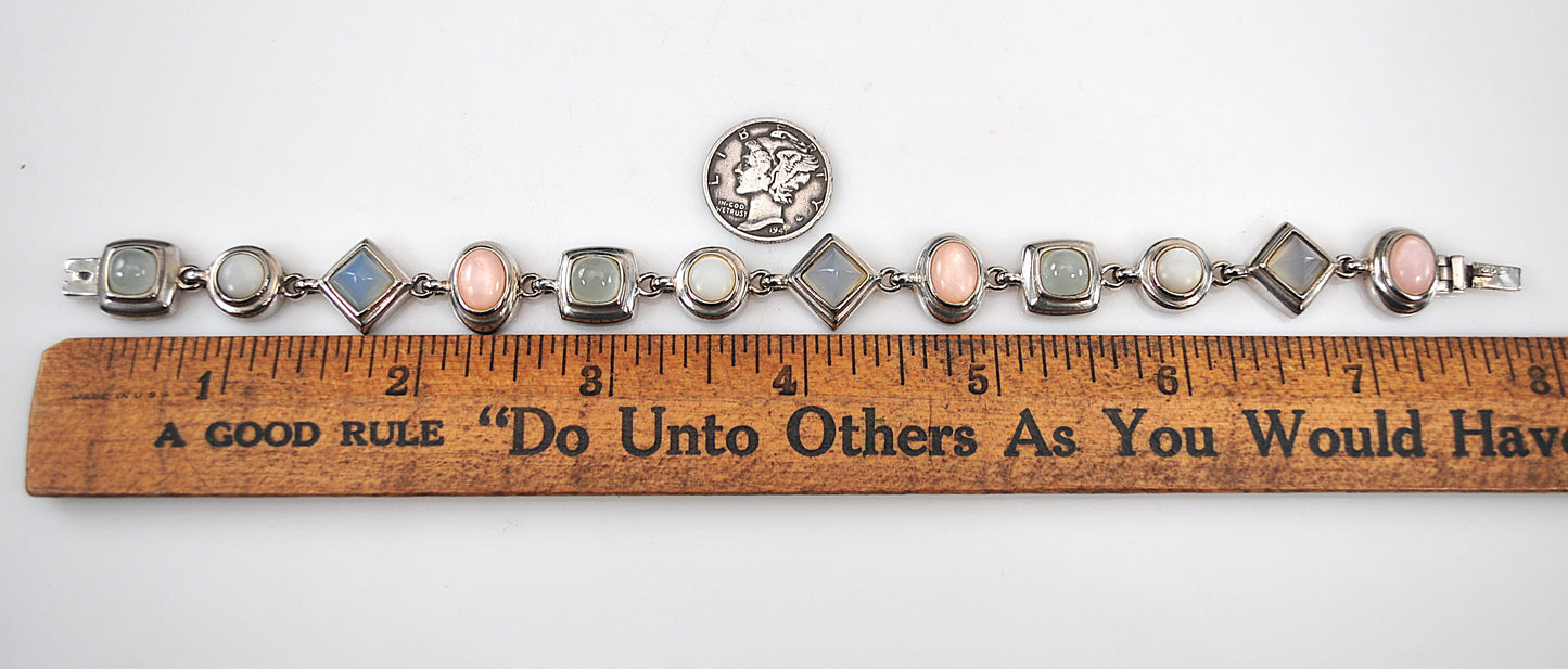 Designer 925 Sterling Silver Pastel Stone Bracelet
