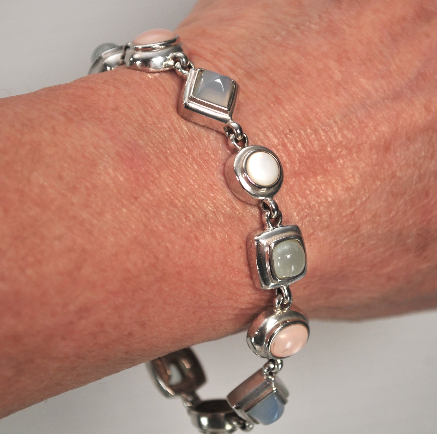 Designer 925 Sterling Silver Pastel Stone Bracelet