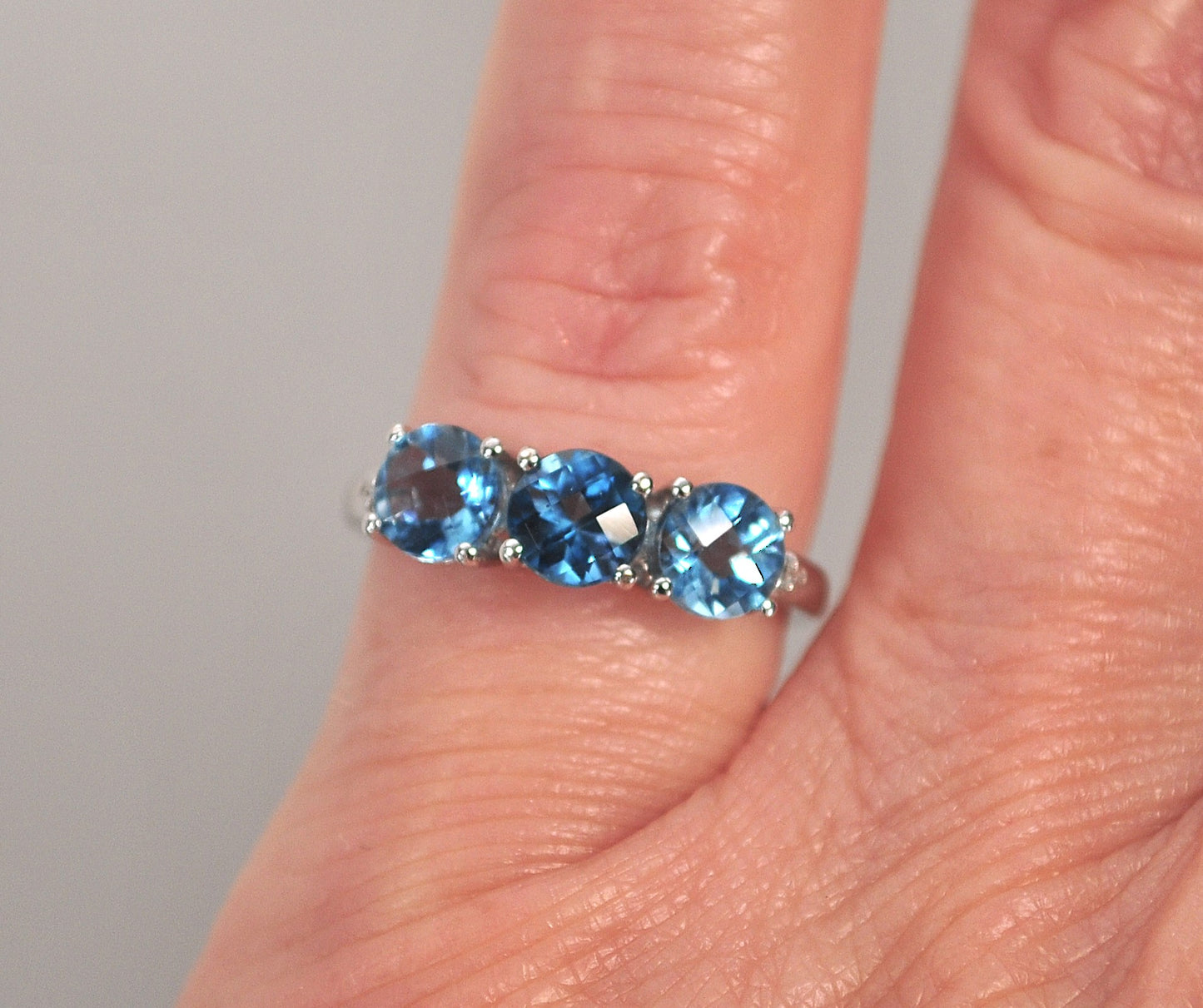 10K White Gold Blue Topaz Diamond Ring