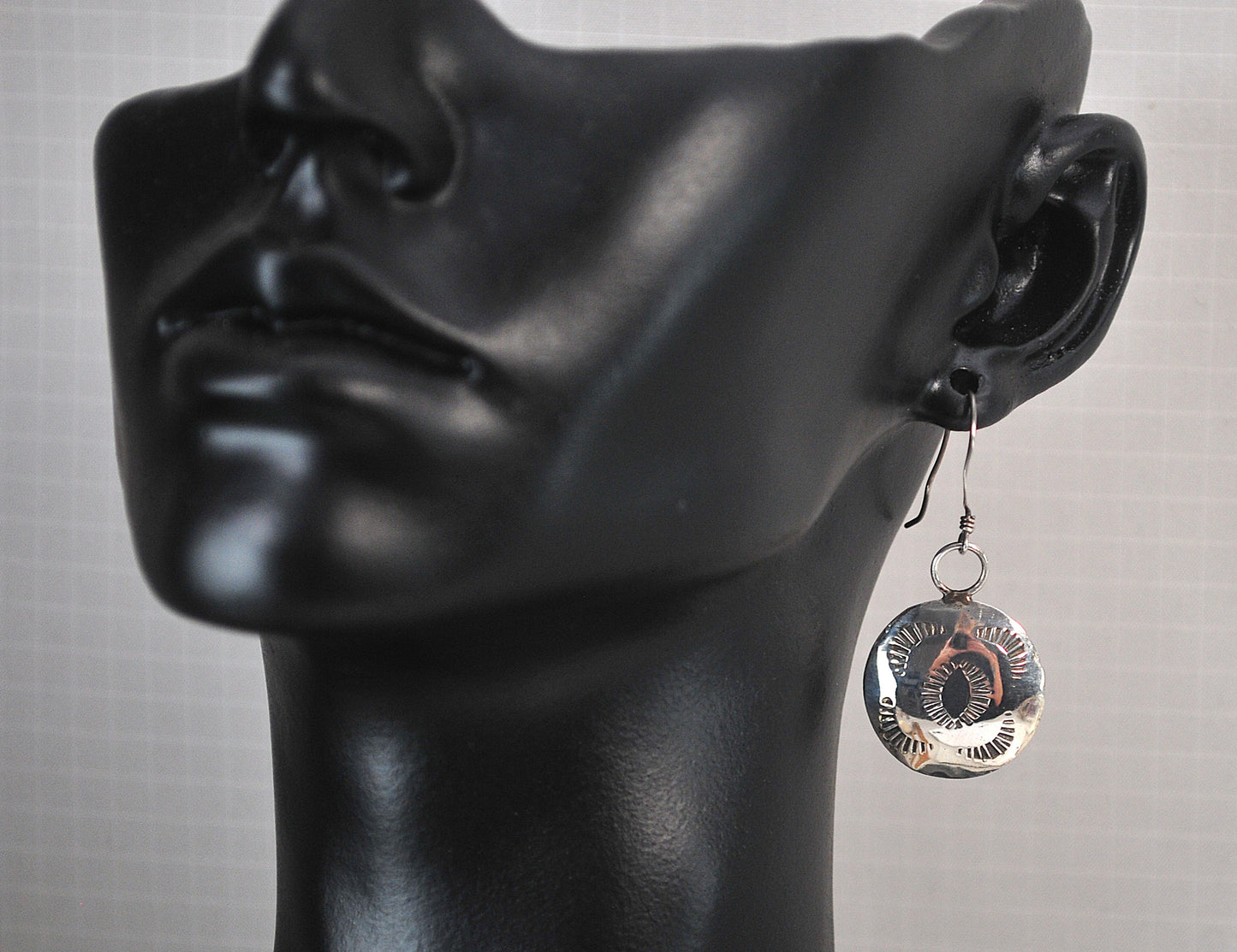 Navajo Sterling Silver Stamped Disc Earrings