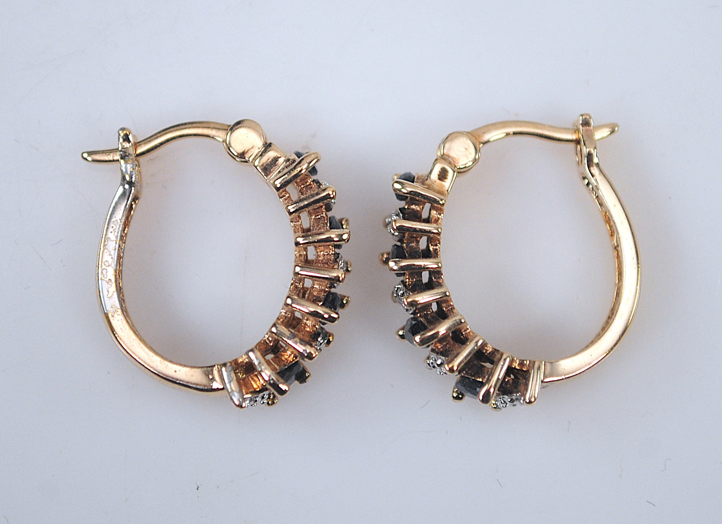 Ross Simons Gold over Sterling Sapphire Diamond Earrings