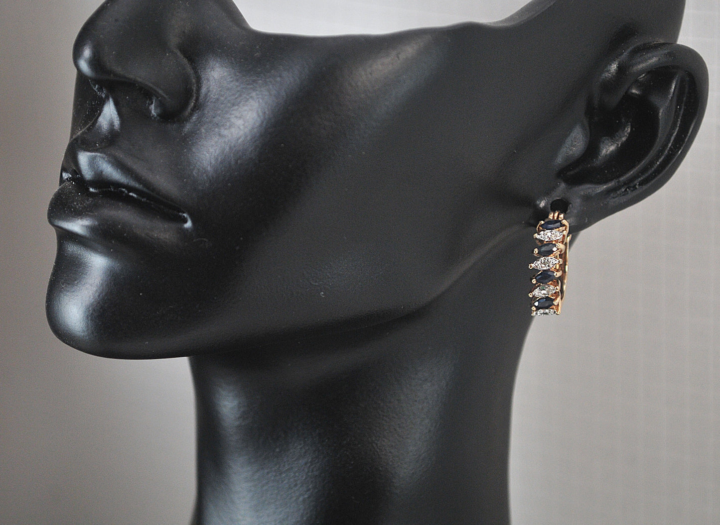 Ross Simons Gold over Sterling Sapphire Diamond Earrings