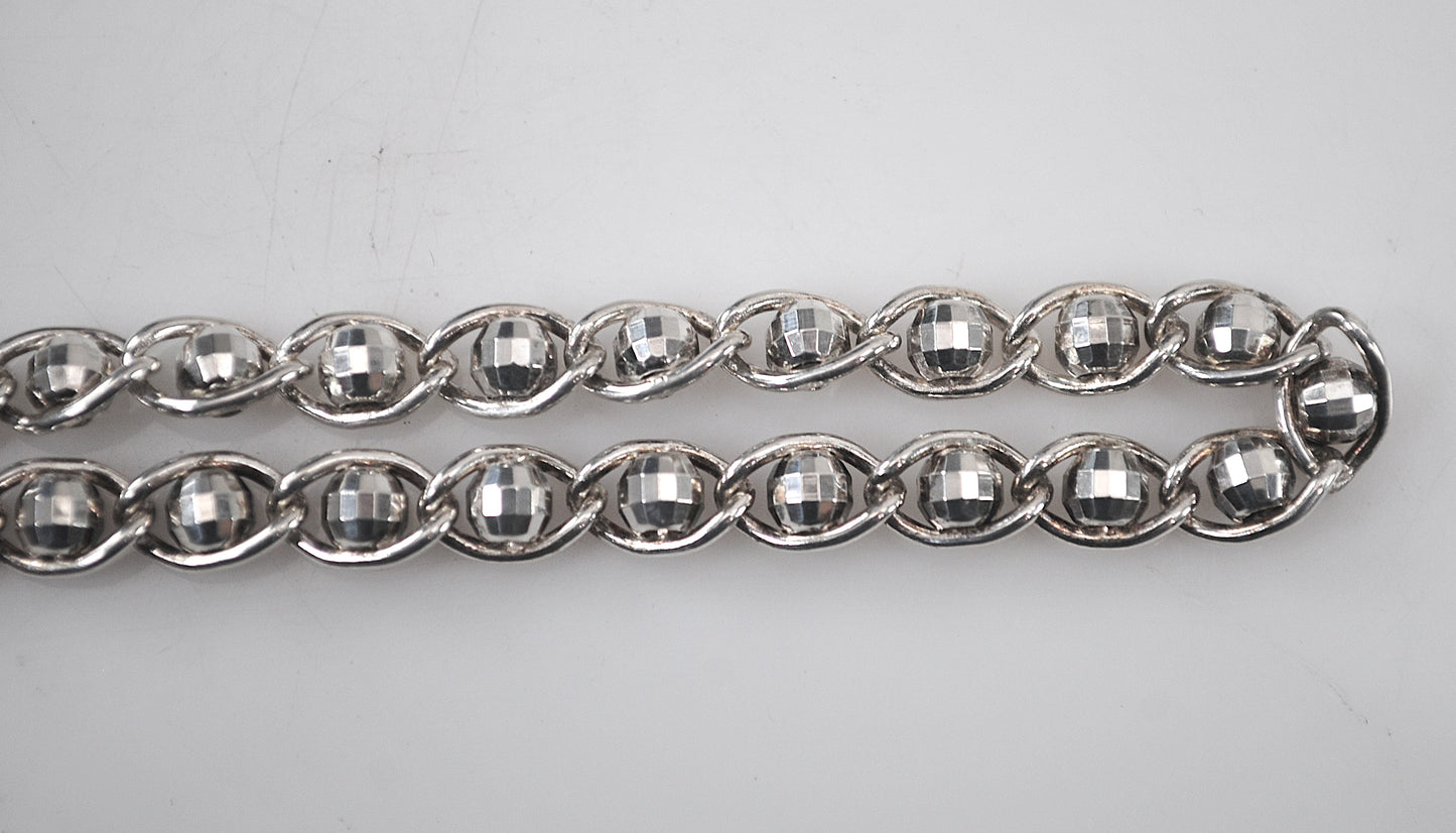925 Italy Faceted Ball Bead Bracelet