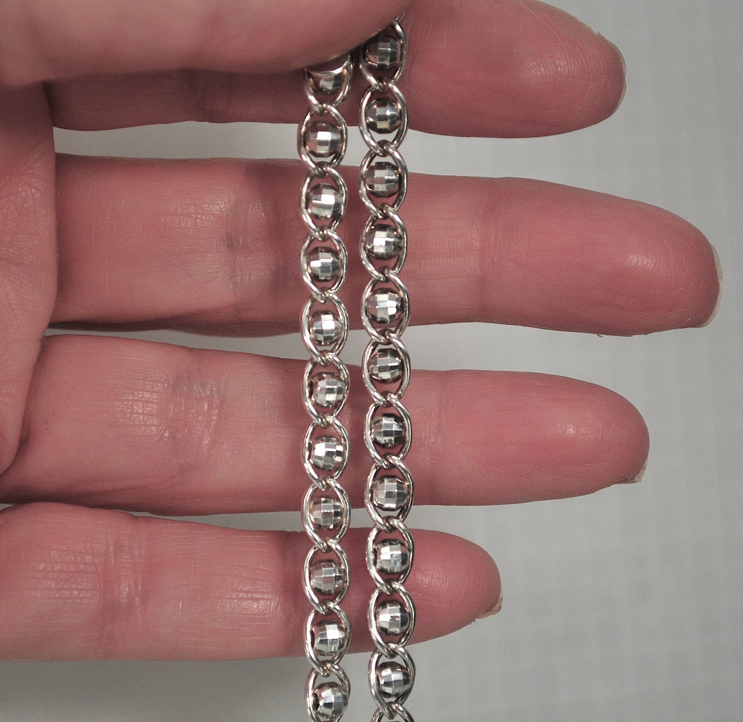 925 Italy Faceted Ball Bead Bracelet
