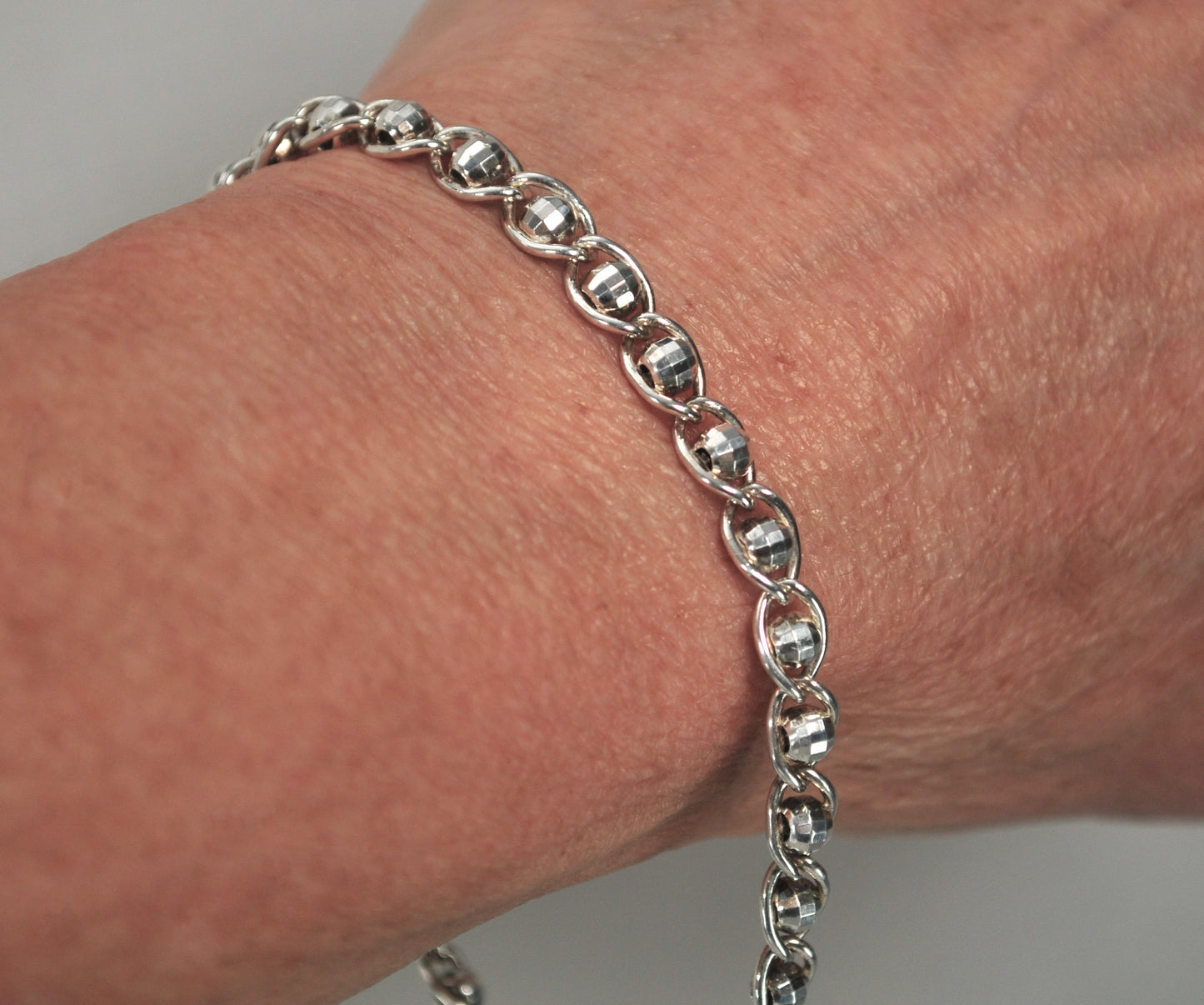 925 Italy Faceted Ball Bead Bracelet