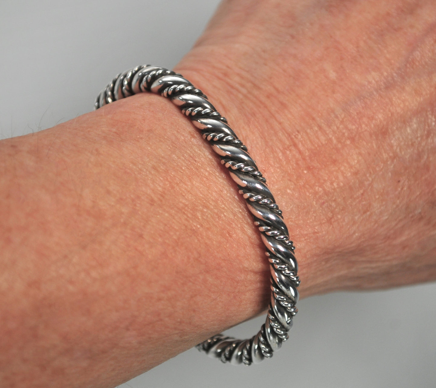 Small Wrist Navajo Sterling Silver Rope Twist Cuff Bracelet